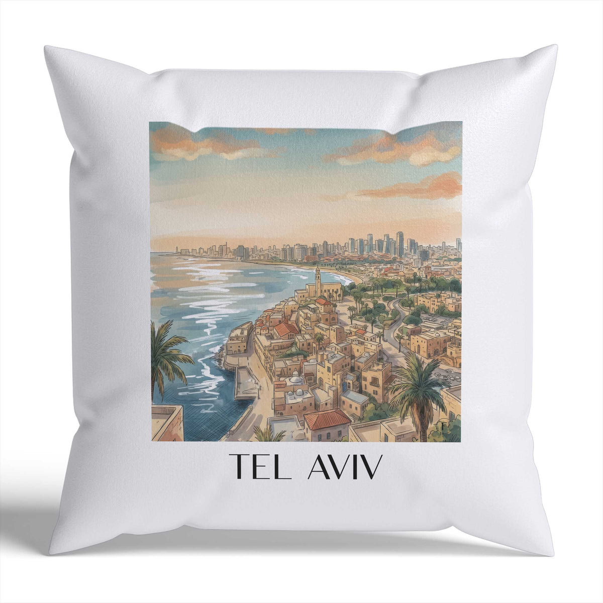 tel-aviv-israel-israel-kissenbezug-aquarell