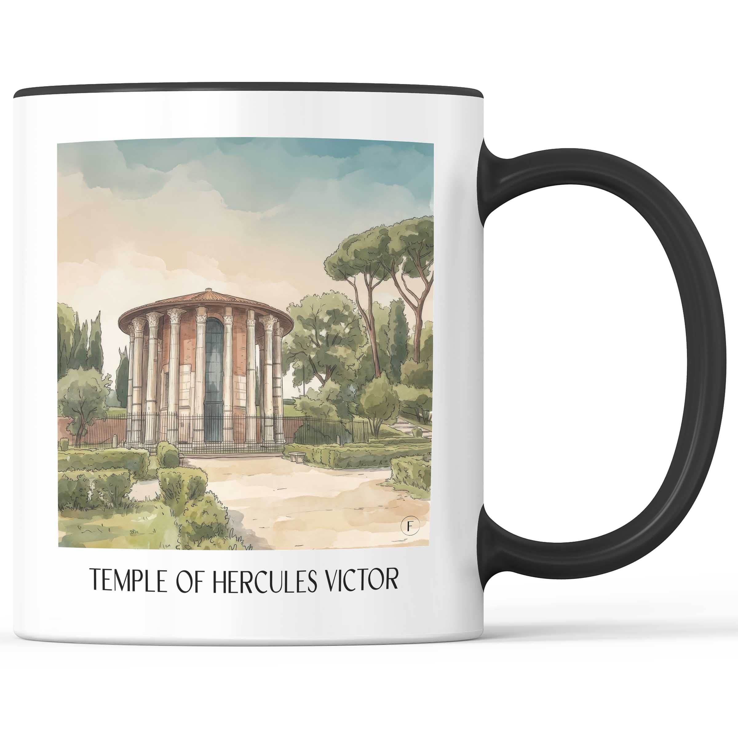 Tempel des Hercules Victor Kaffeebecher - Rom - Italien Becher - Kaffeetasse im Aquarell Stil - favplace