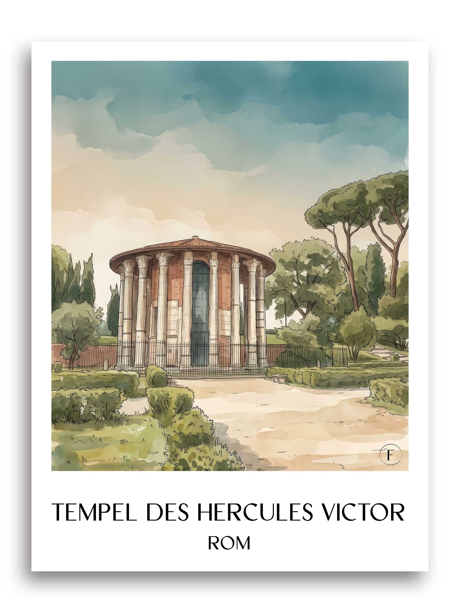tempel-des-hercules-victor-rom-italien-poster-aquarell
