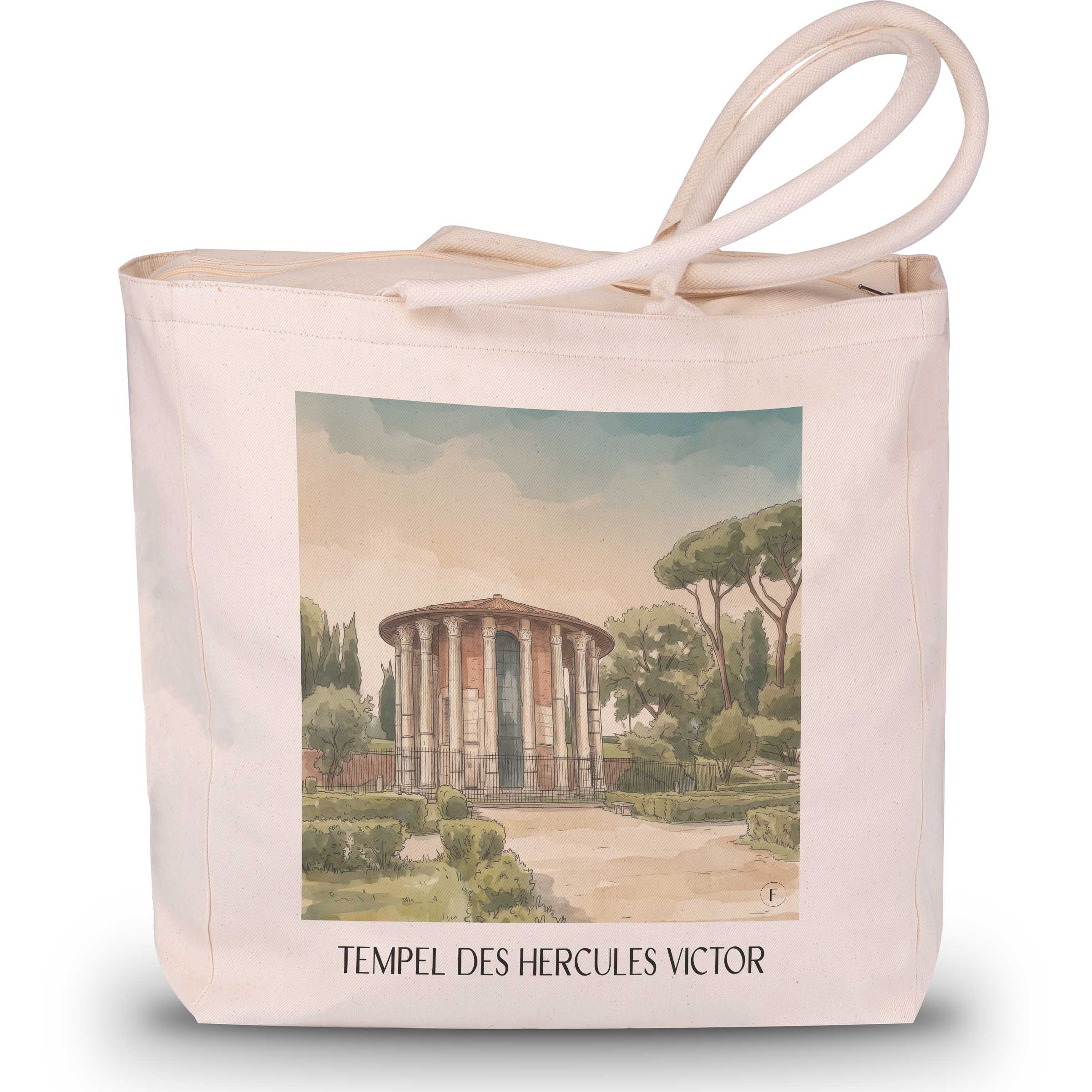 tempel-des-hercules-victor-rom-italien-einkaufstasche-aquarell
