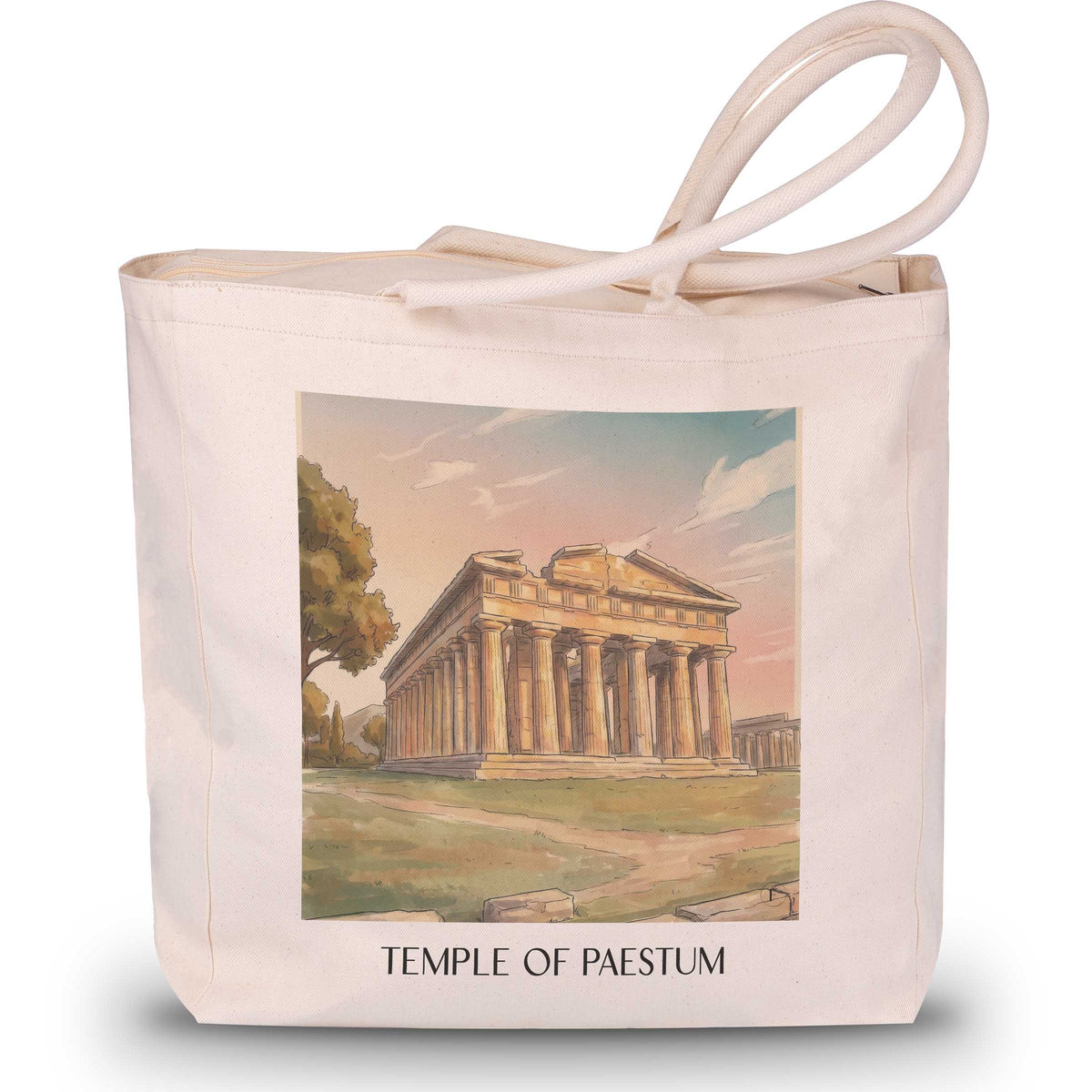 Tempel von Paestum Shopping Tasche - Kampanien - Italien Tote Bag - Einkaufstasche im Aquarell Stil - favplace
