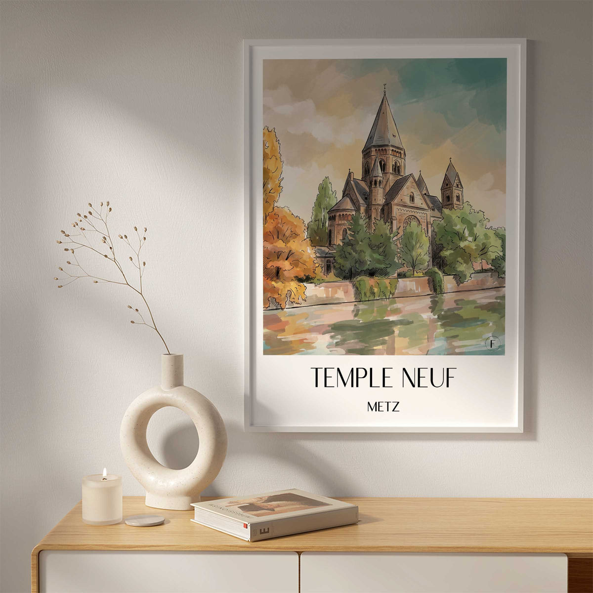temple-neuf-metz-frankreich-poster-aquarell