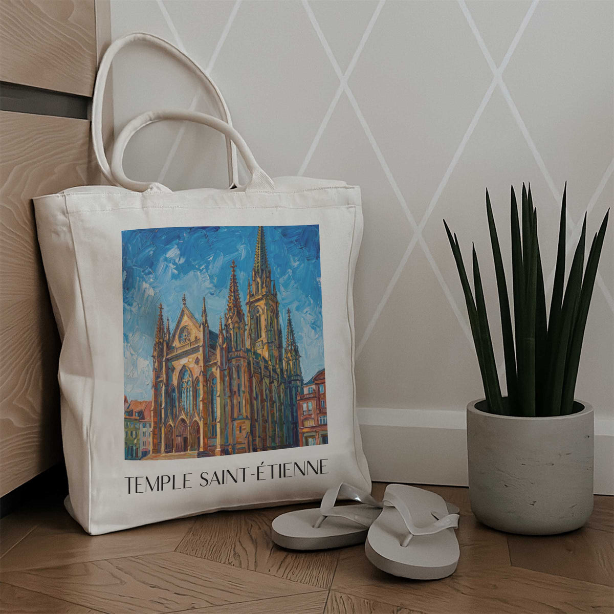 temple-saint-étienne-mulhouse-frankreich-einkaufstasche-oil-painting-oelgemaelde