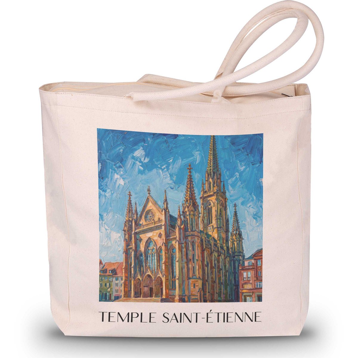 temple-saint-étienne-mulhouse-frankreich-einkaufstasche-oil-painting-oelgemaelde