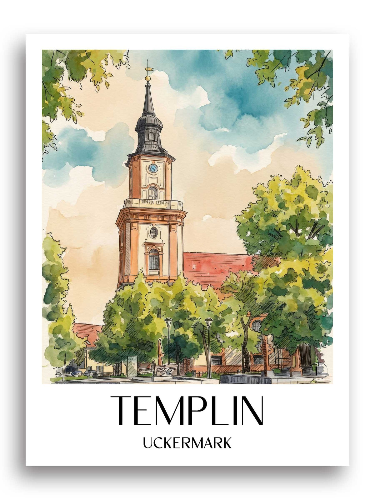 templin-uckermark-deutschland-poster-aquarell