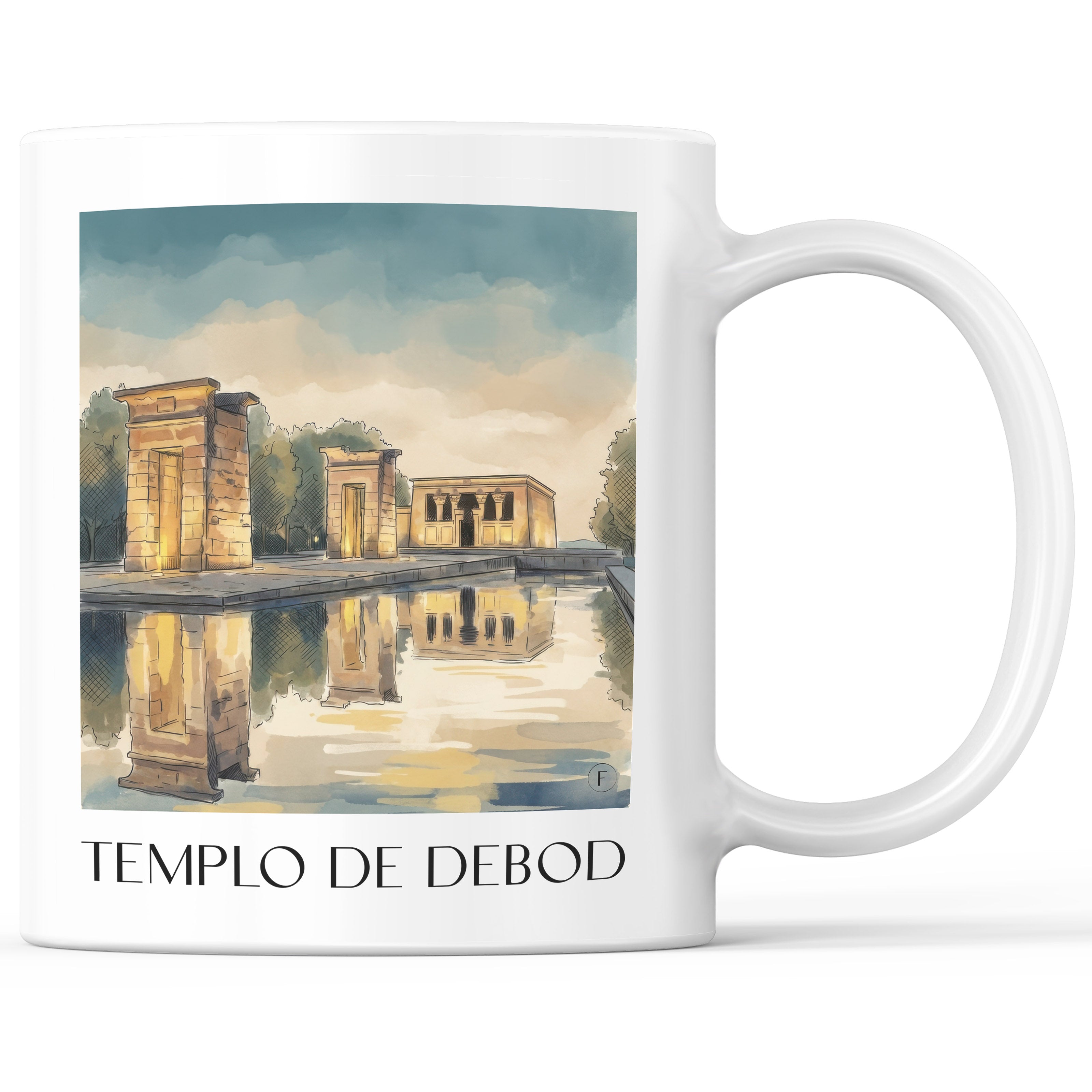 Templo de Debod Kaffeebecher - Madrid - Spanien Becher - Kaffeetasse im Aquarell Stil - favplace