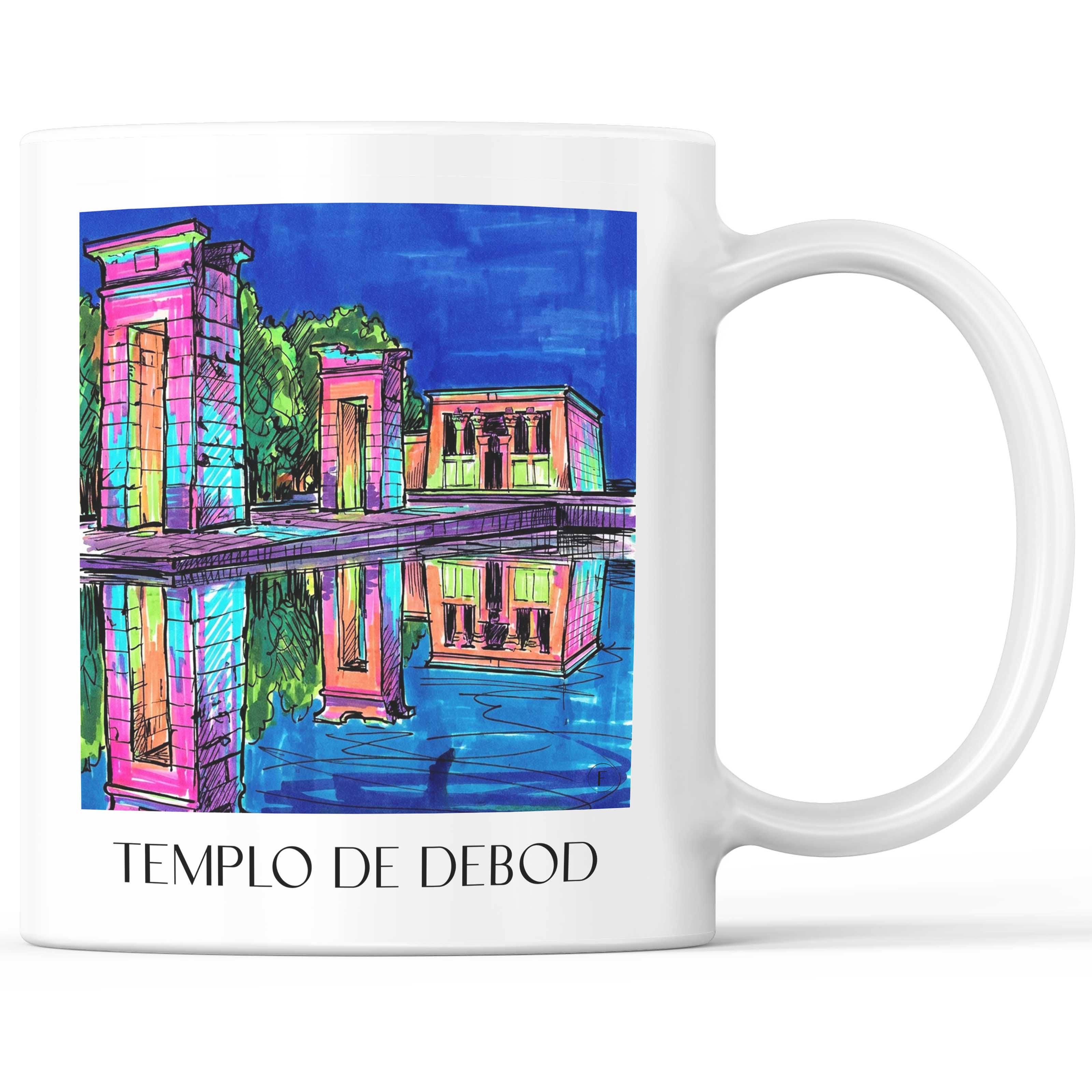 Templo de Debod Kaffeebecher - Madrid - Spanien Becher - Kaffeetasse im Tag Graffiti Stil - favplace