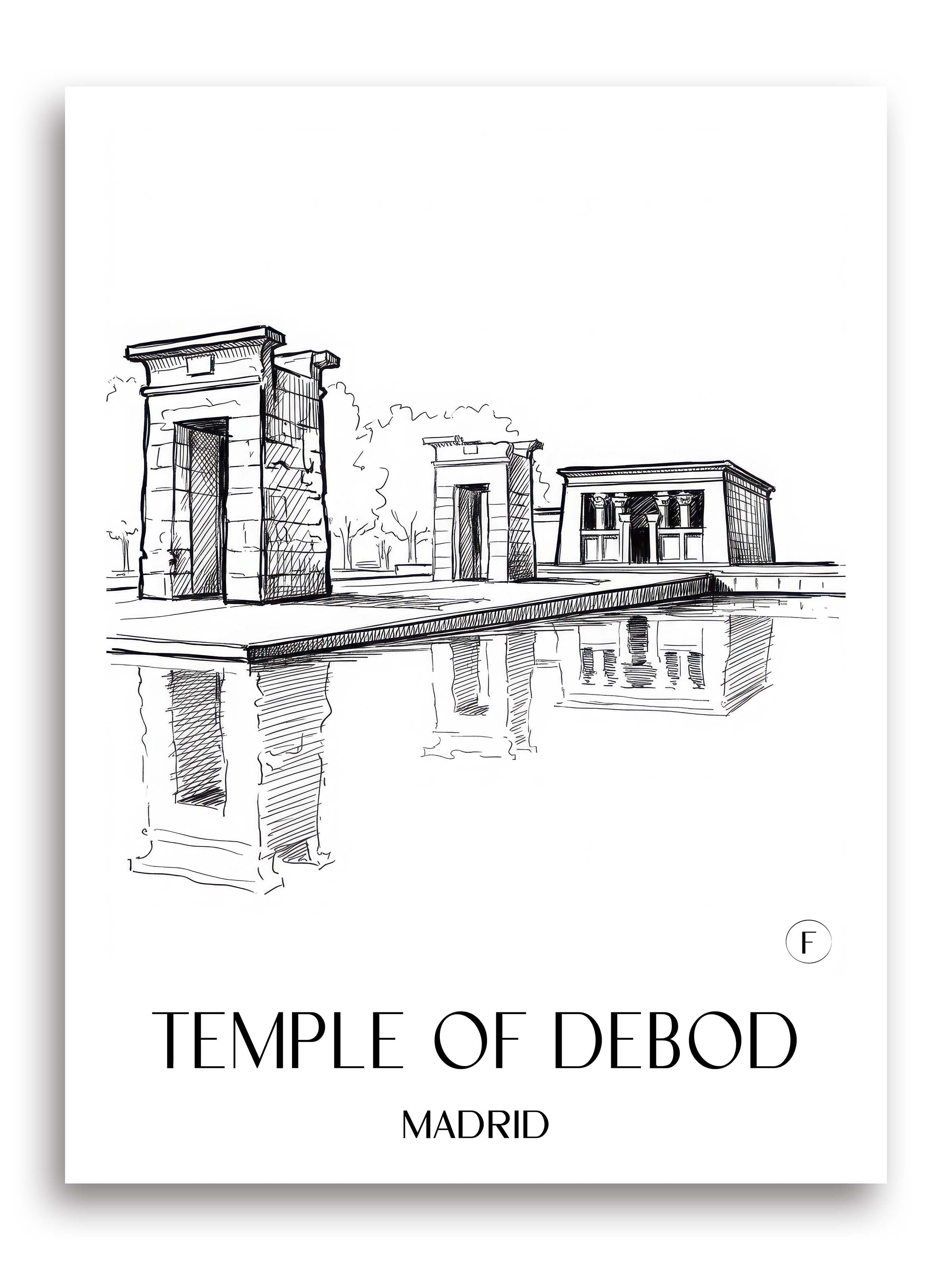 Templo de Debod Poster - Madrid - Spanien Kunstdruck - Skizze von A4 bis A1 - favplace