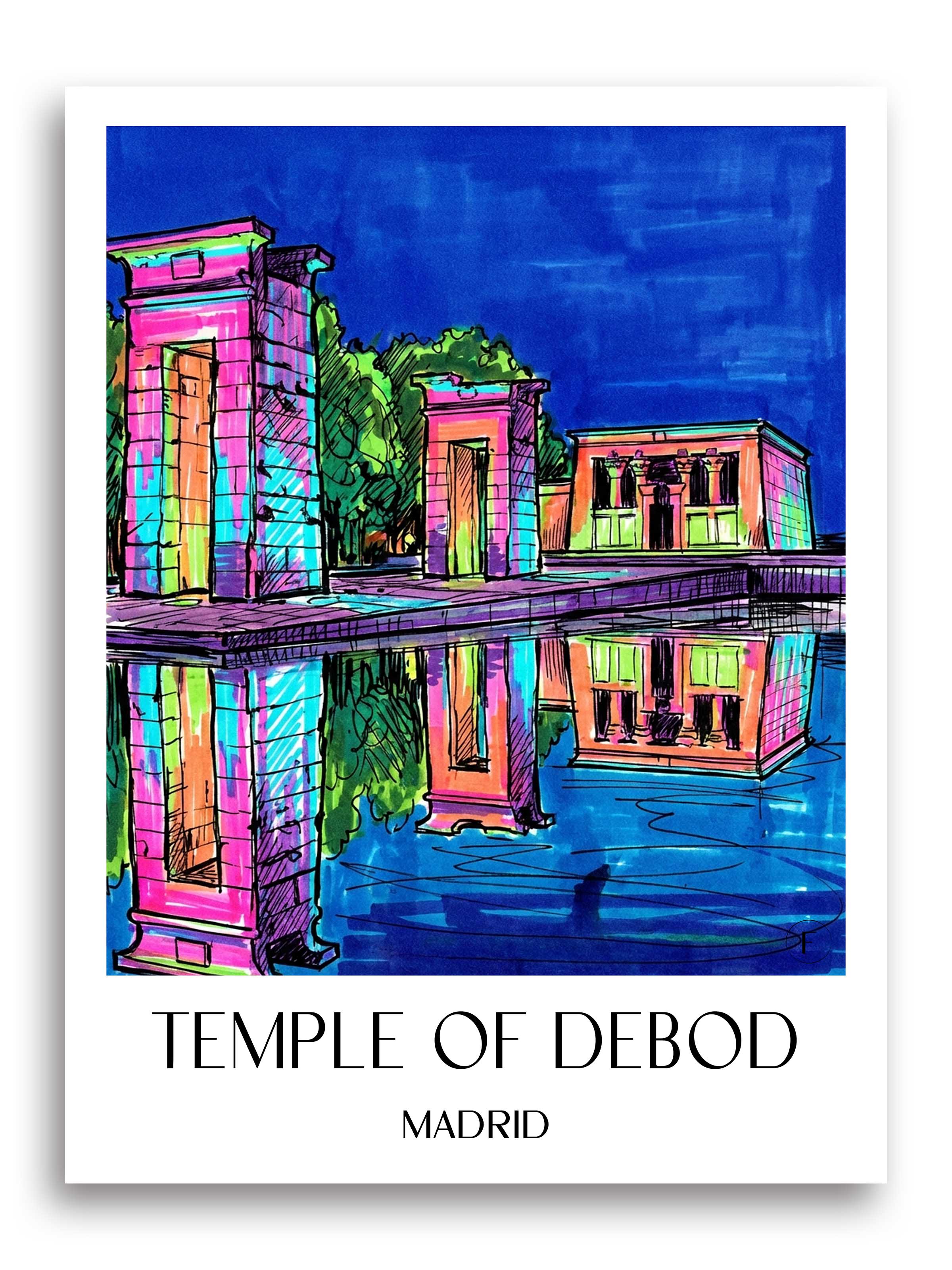 Templo de Debod Poster - Madrid - Spanien Kunstdruck - Tag Graffiti von A4 bis A1 - favplace