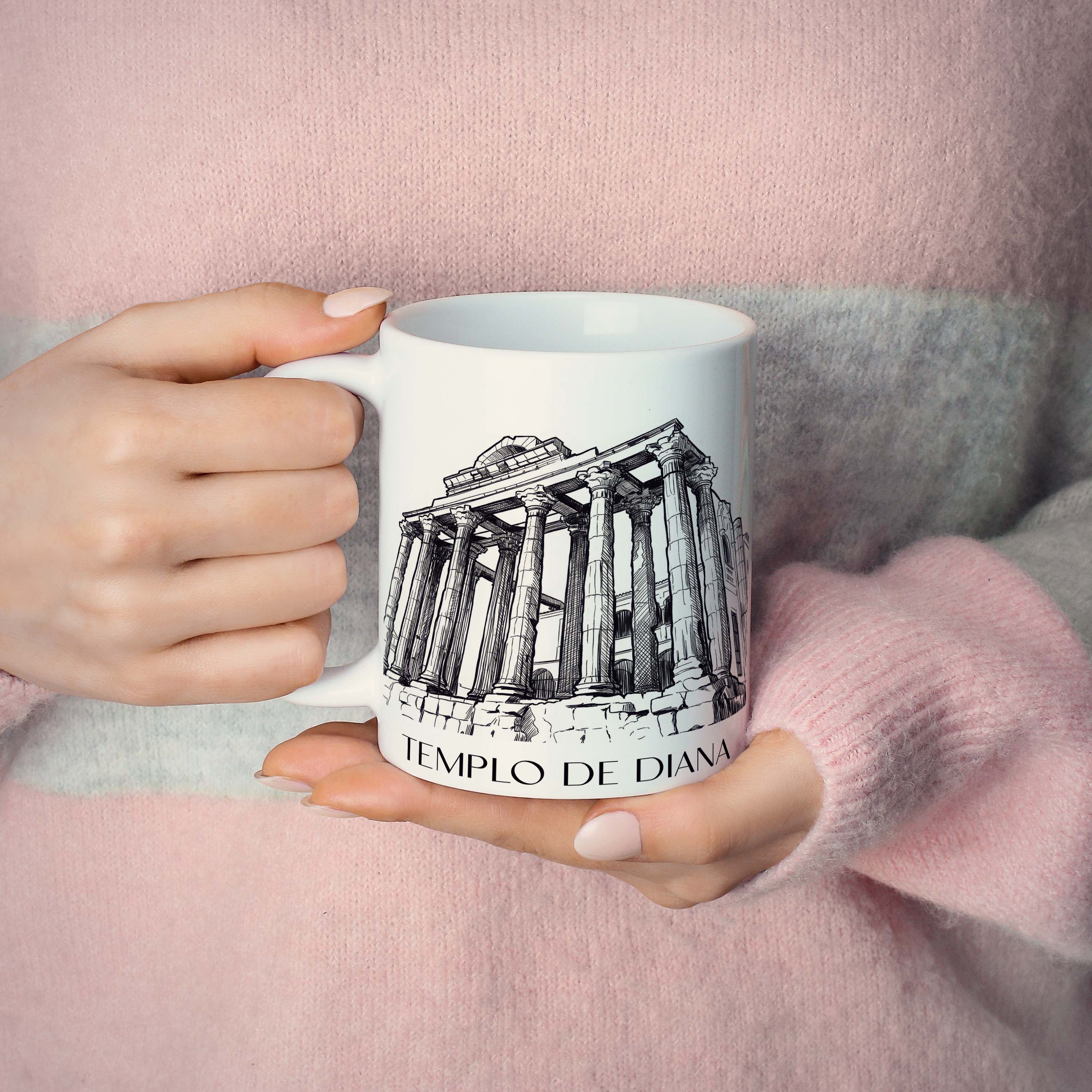 templo-de-diana-mérída-spanien-kaffeebecher-skizze