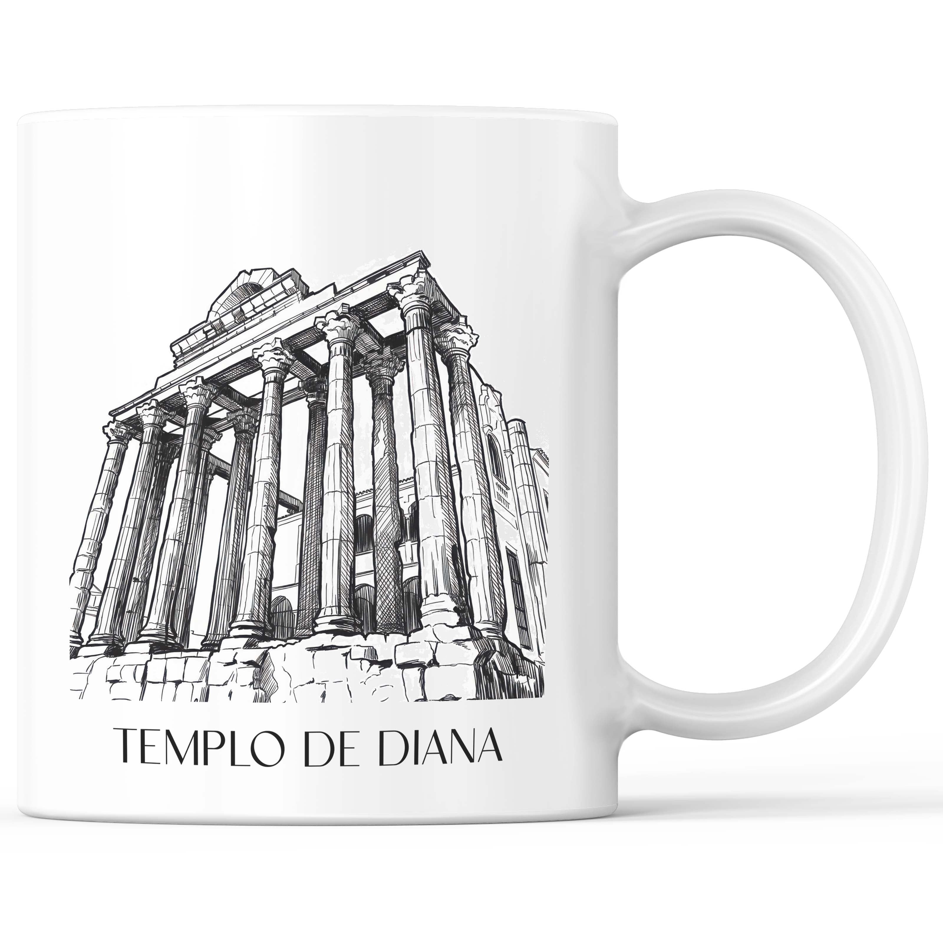 Templo de Diana Kaffeebecher - Mérída - Spanien Becher - Kaffeetasse im Skizze Stil - favplace