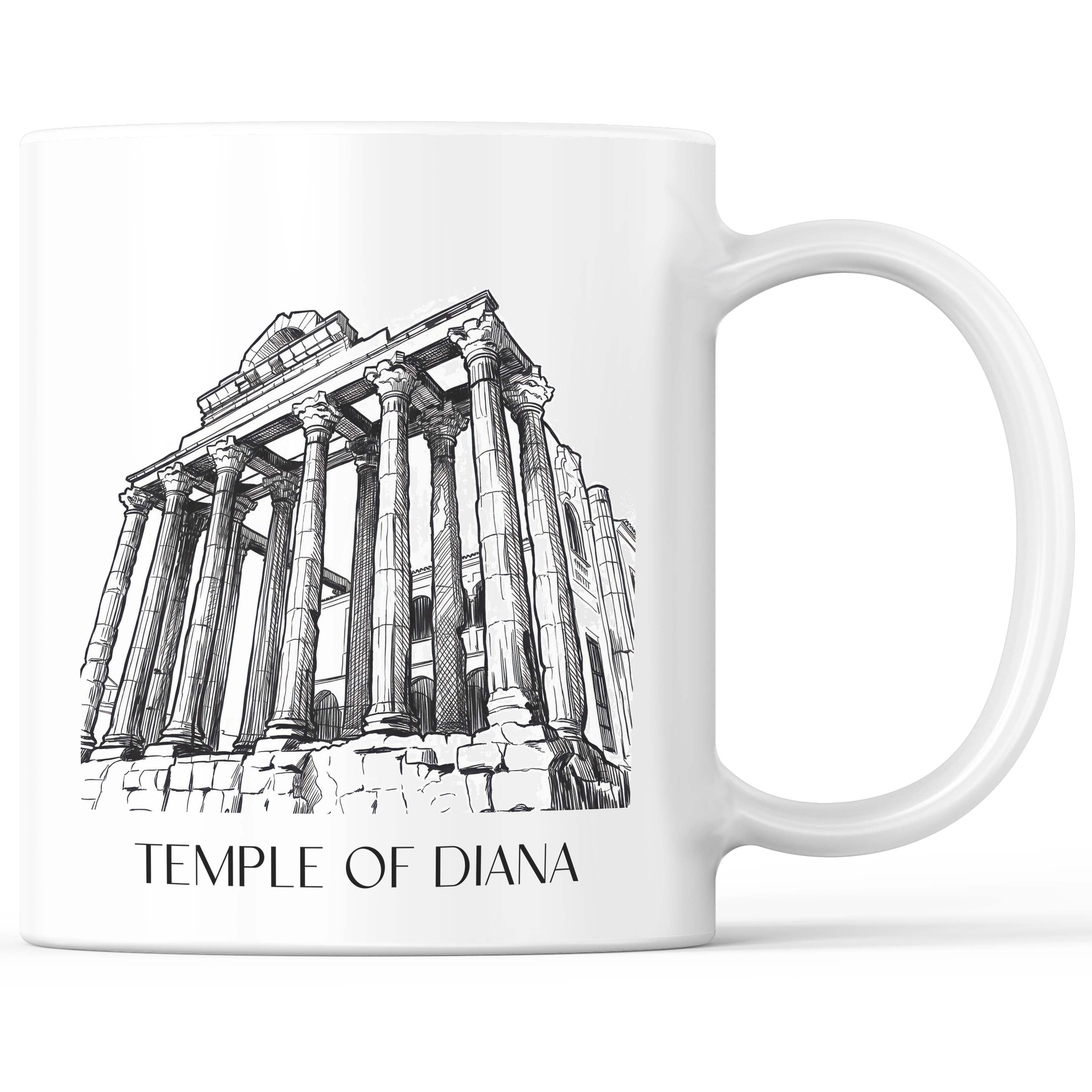 Templo de Diana Kaffeebecher - Mérída - Spanien Becher - Kaffeetasse im Skizze Stil - favplace