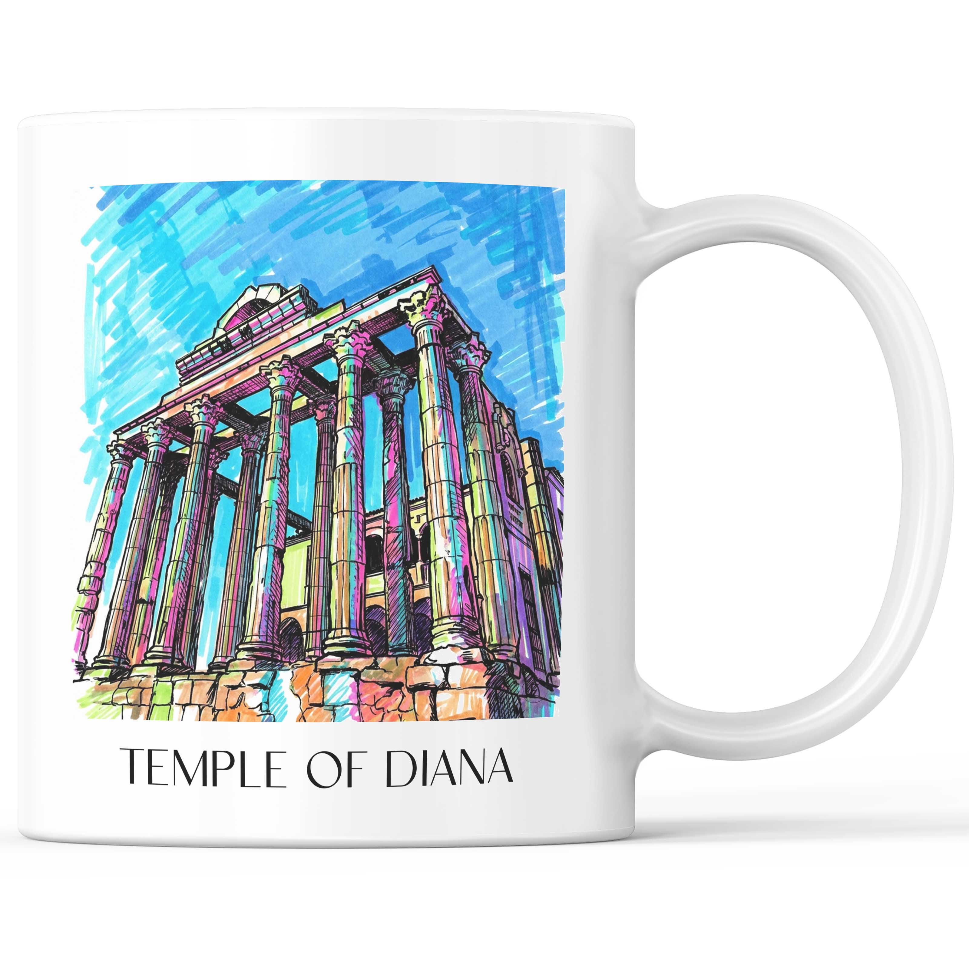 Templo de Diana Kaffeebecher - Mérída - Spanien Becher - Kaffeetasse im Tag Graffiti Stil - favplace