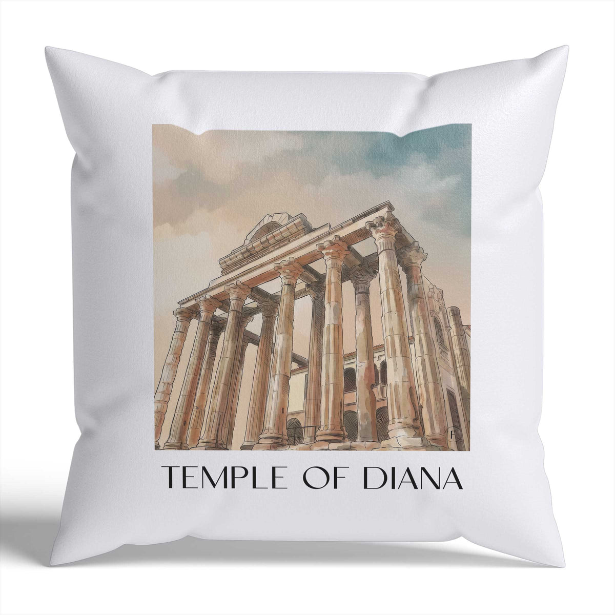 Templo de Diana Kissenhülle - Zierkissen Bezug - Mérída - Spanien Kissen bzw. Kissenbezug im Aquarell Stil - favplace