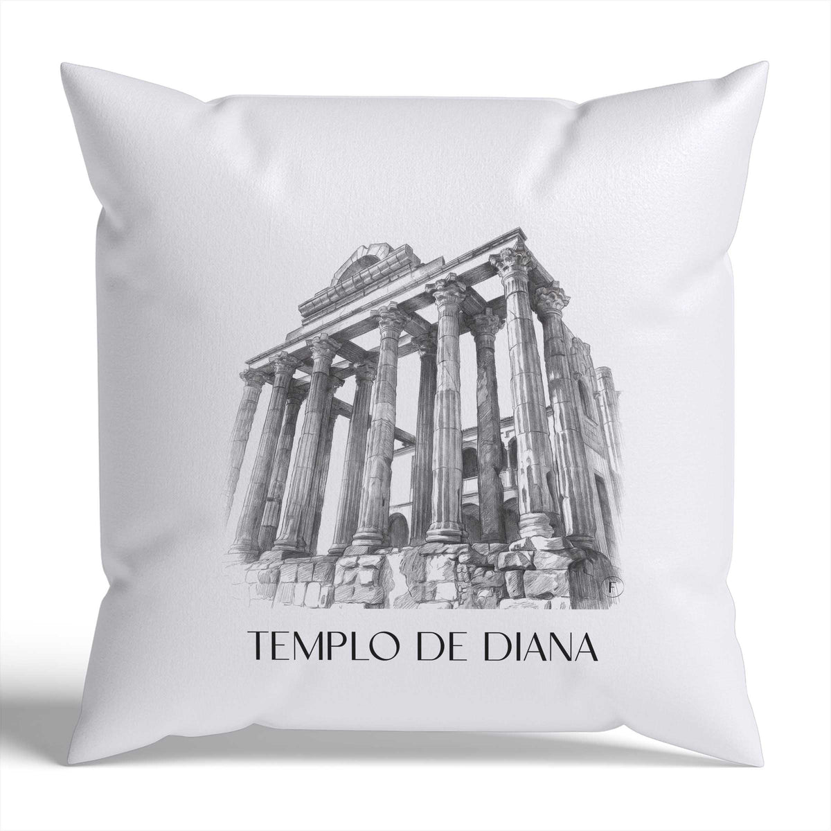templo-de-diana-mérída-spanien-kissenbezug-bleistift-zeichnung-drawing