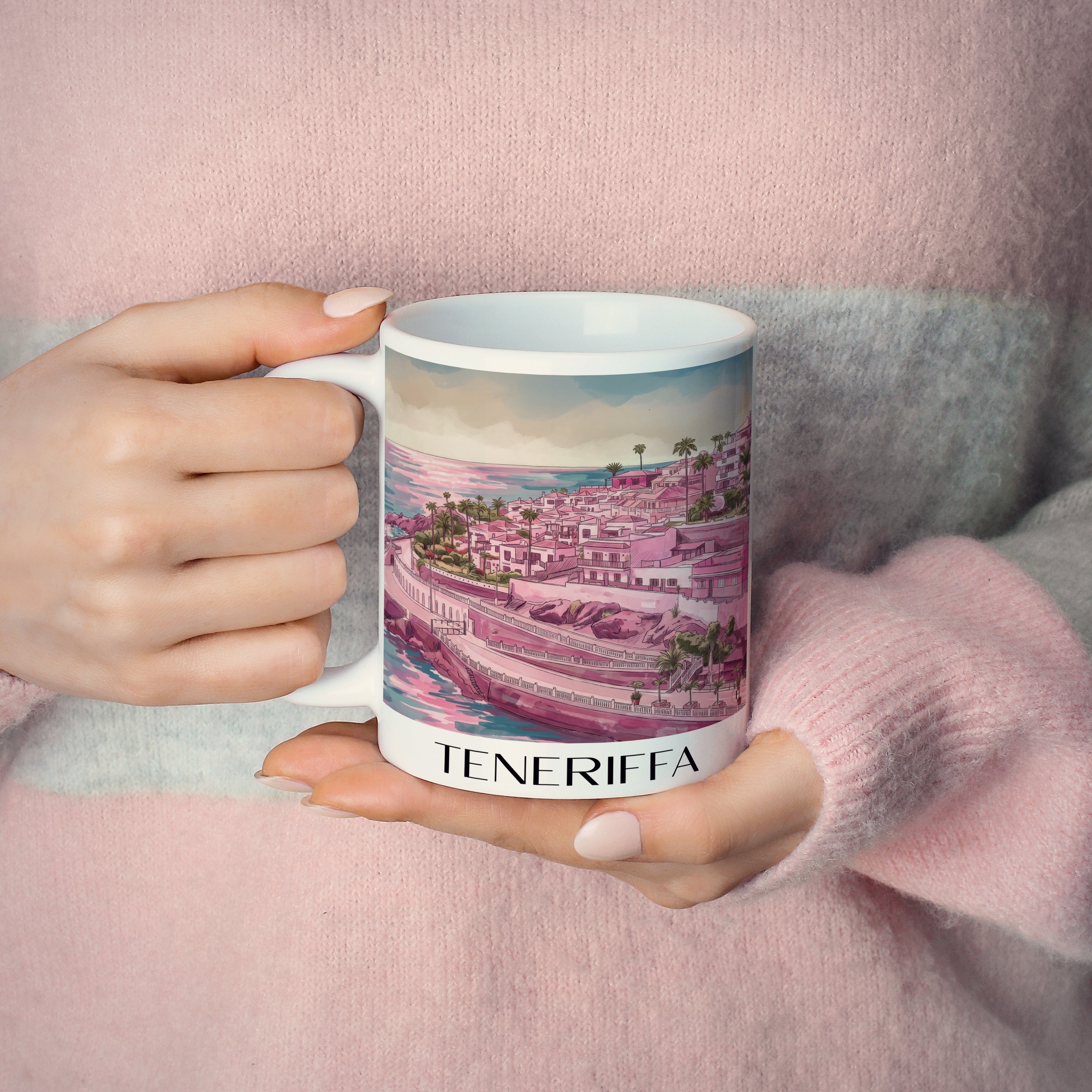 teneriffa-spanien-spanien-kaffeebecher-aquarell-pink-rosa