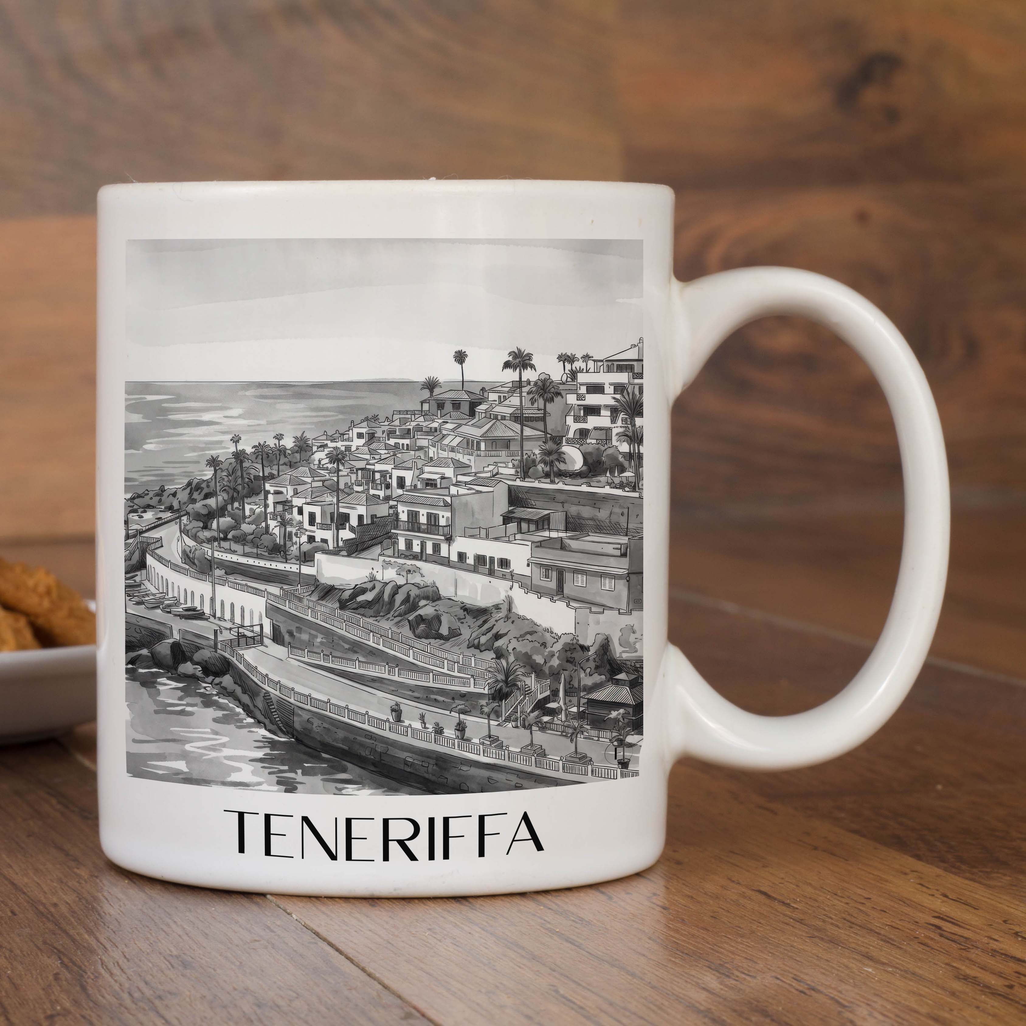 teneriffa-spanien-spanien-kaffeebecher-aquarell-schwarz-weiss