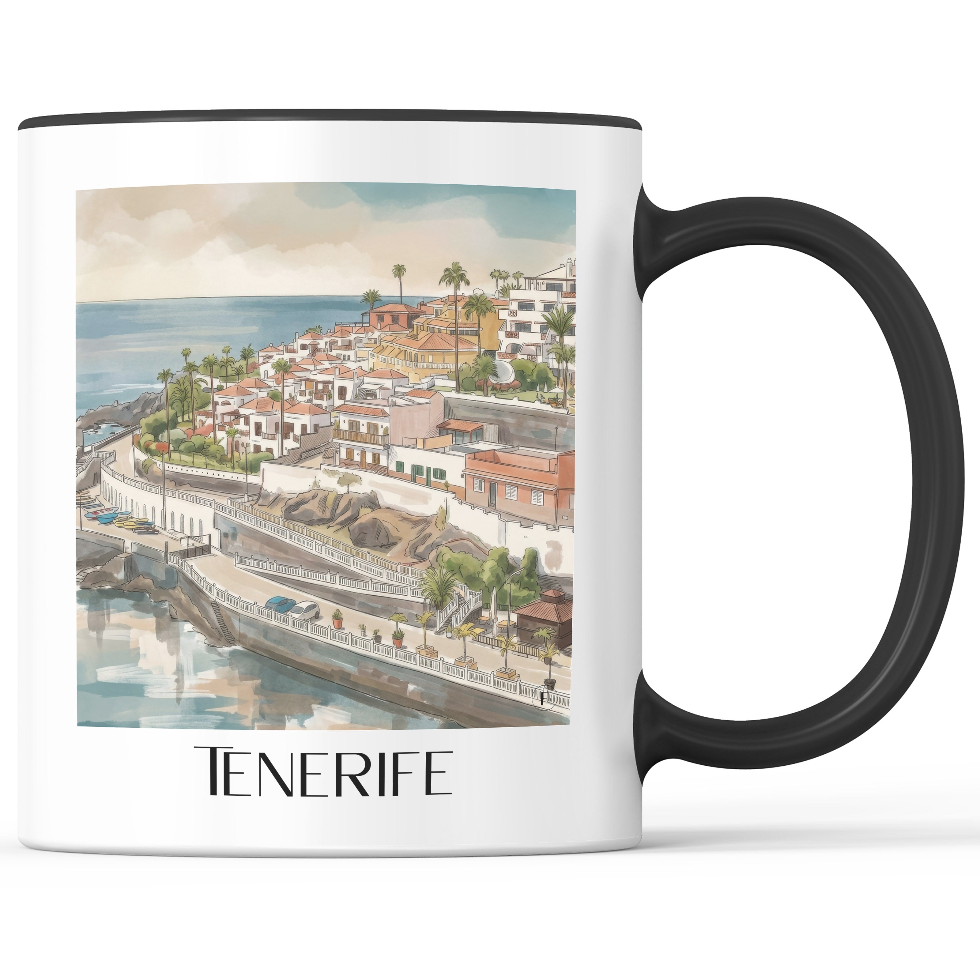 Teneriffa Kaffeebecher - Spanien - Spanien Becher - Kaffeetasse im Aquarell Stil - favplace