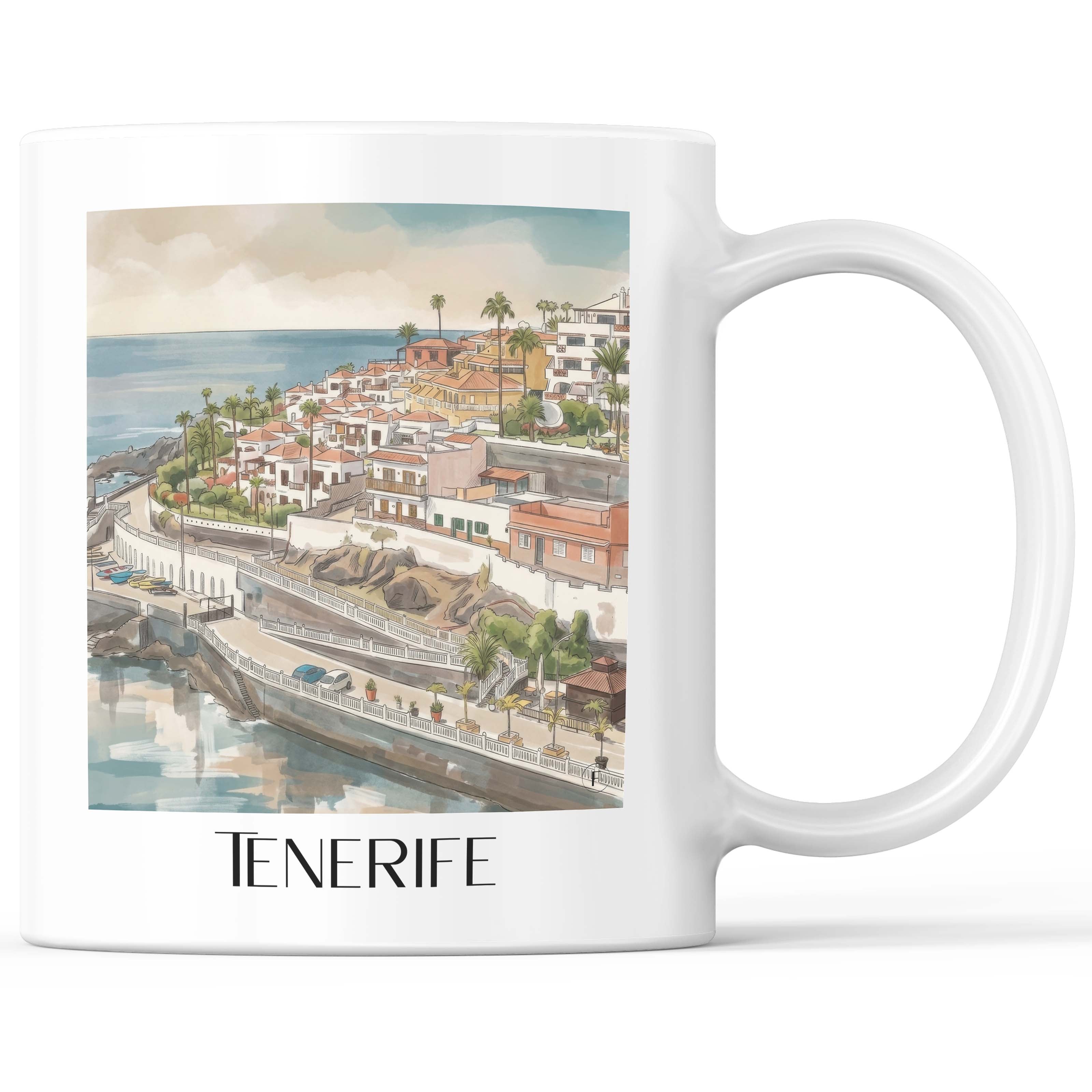 Teneriffa Kaffeebecher - Spanien - Spanien Becher - Kaffeetasse im Aquarell Stil - favplace