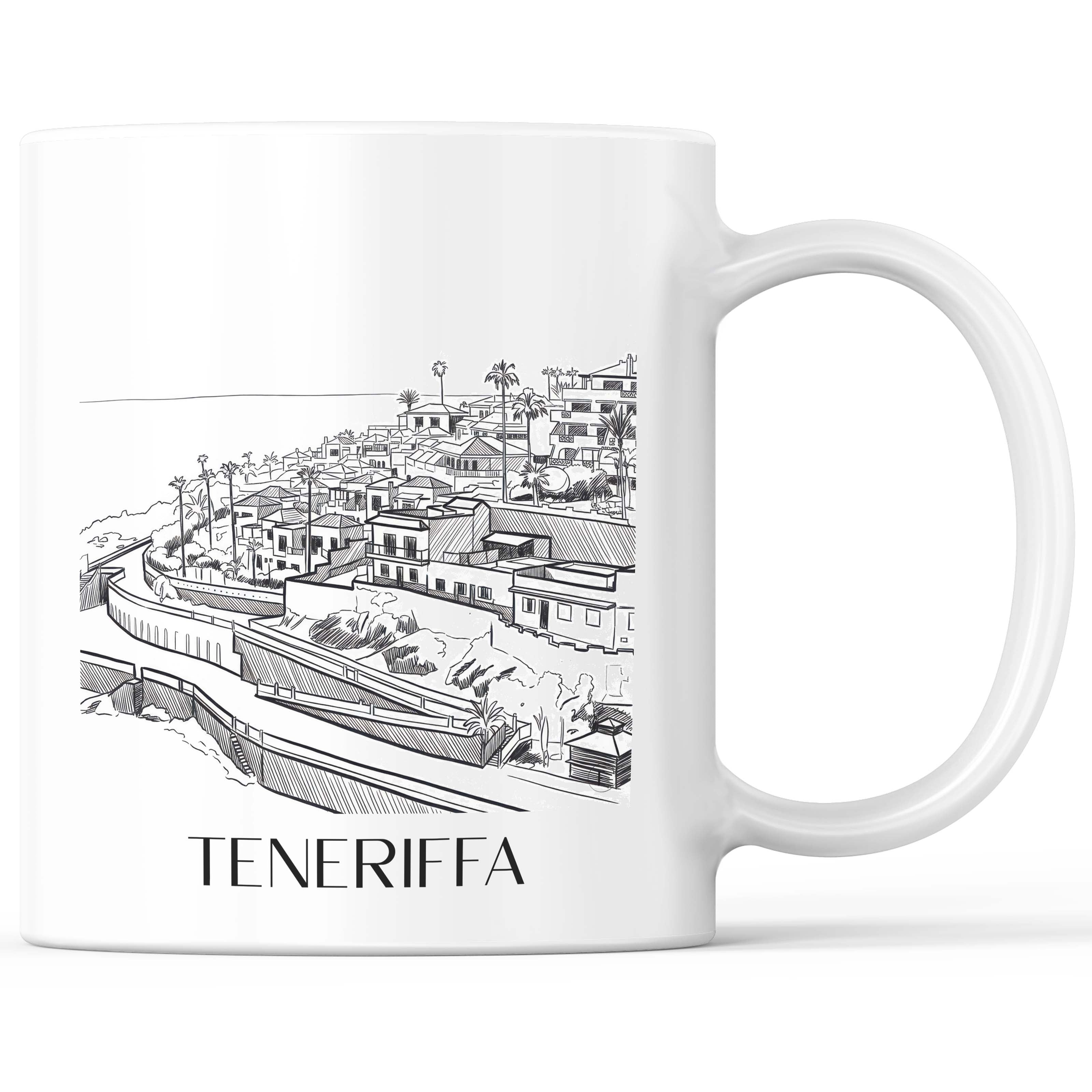 Teneriffa Kaffeebecher - Spanien - Spanien Becher - Kaffeetasse im Skizze Stil - favplace