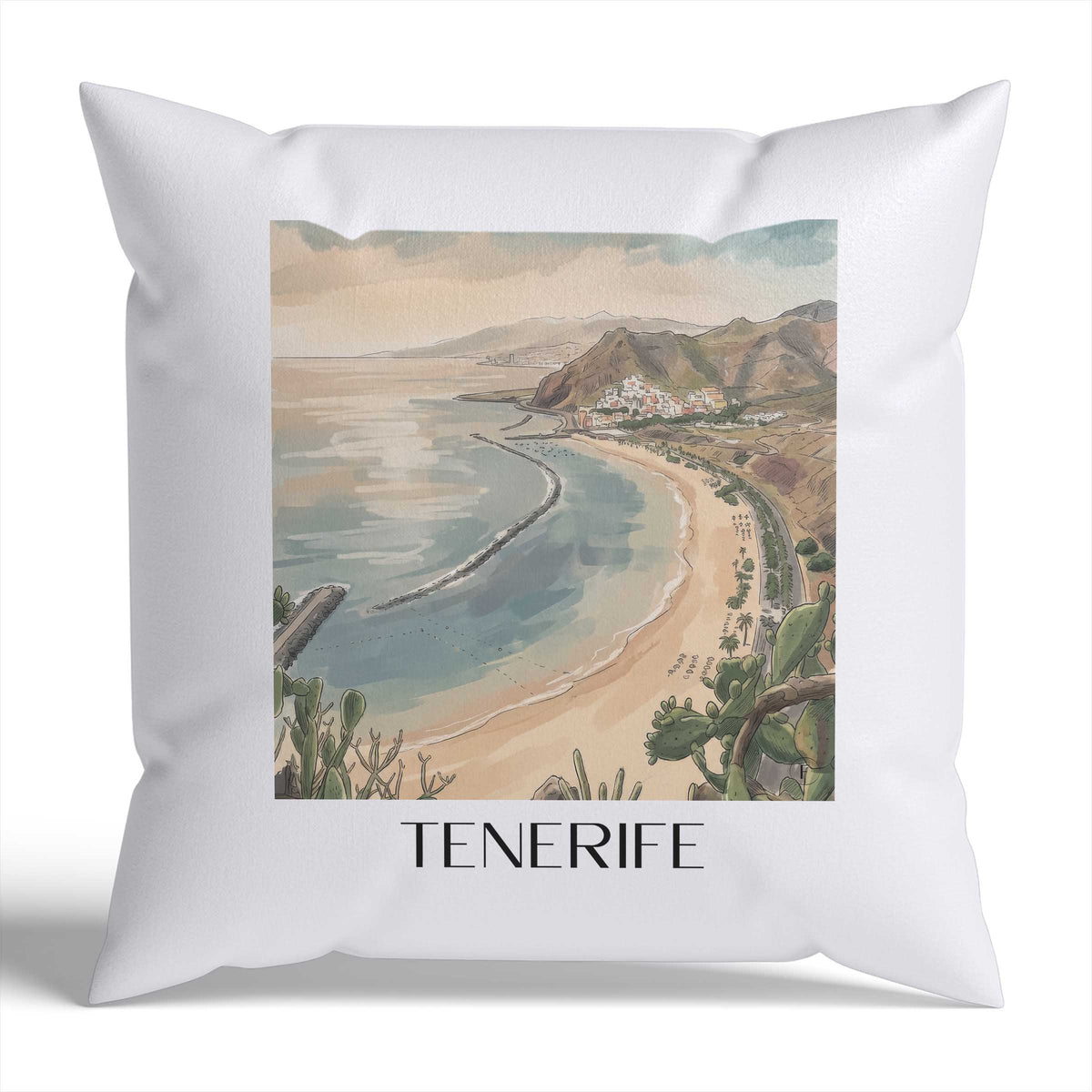 Teneriffa Kissenhülle - Zierkissen Bezug - Spanien - Spanien Kissen bzw. Kissenbezug im Aquarell Stil - favplace