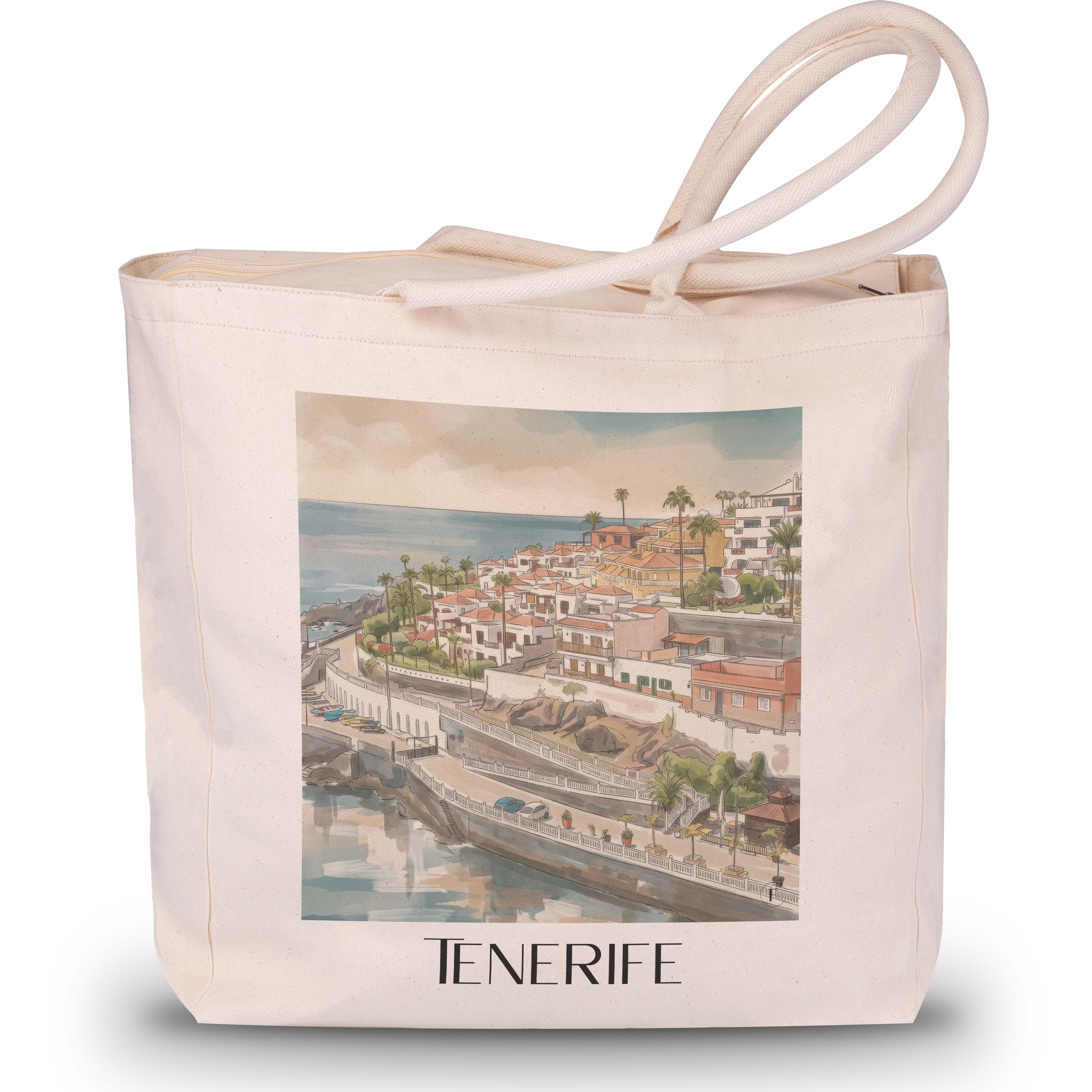 Teneriffa Shopping Tasche - Spanien - Spanien Tote Bag - Einkaufstasche im Aquarell Stil - favplace