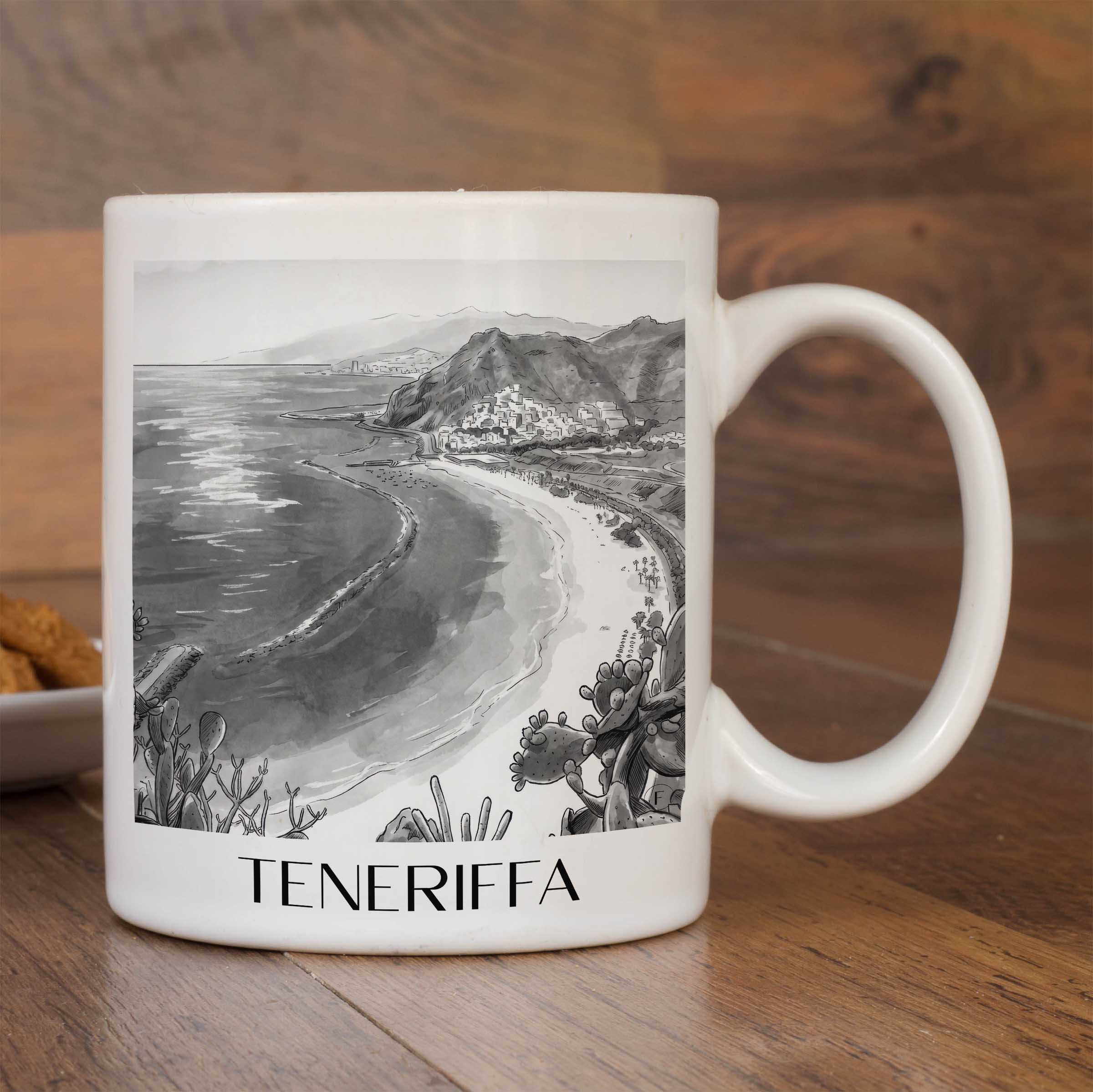 teneriffa-spanien-kaffeebecher-aquarell-schwarz-weiss