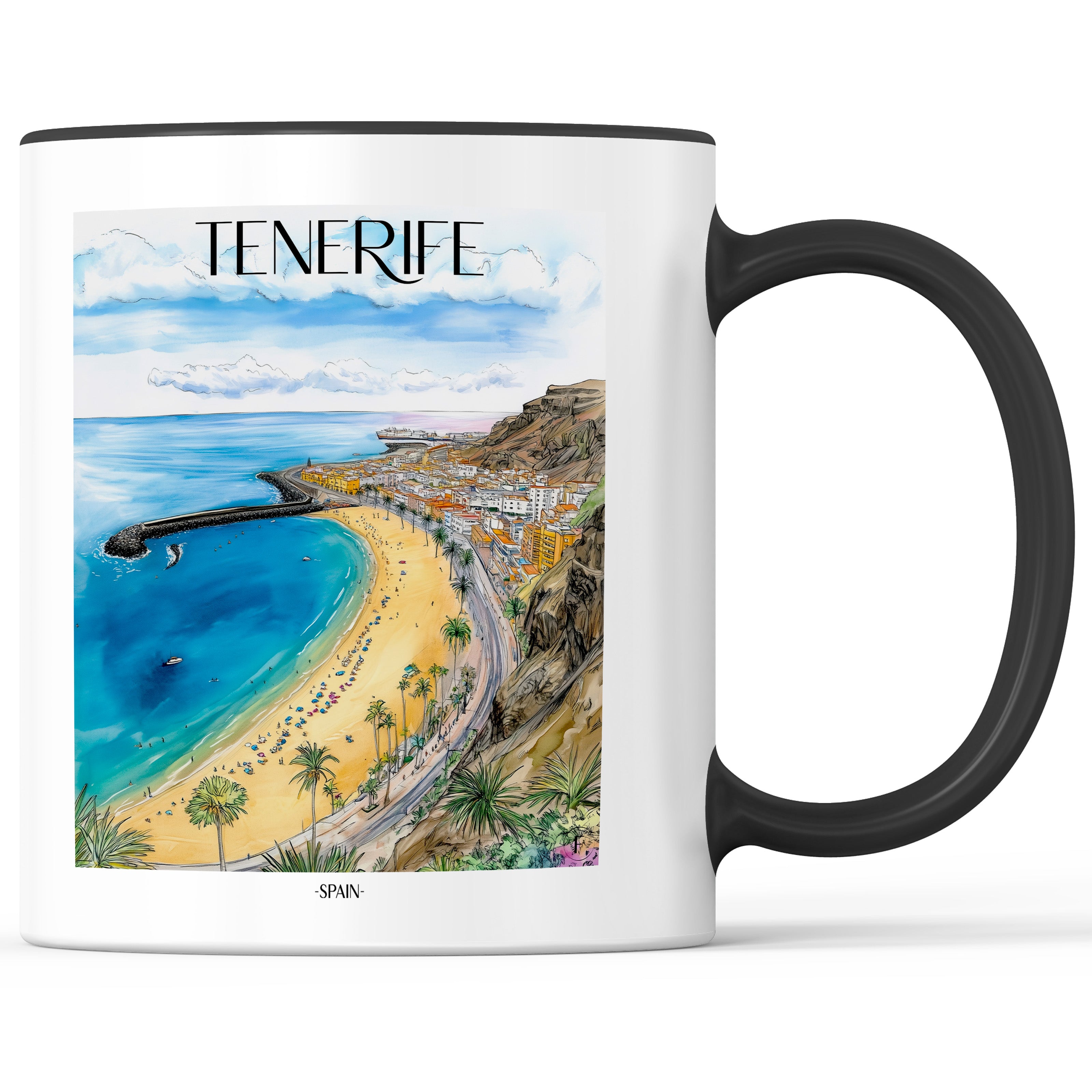 Teneriffa - Spanien Becher - Kaffeetasse im Aquarell Stil - favplace