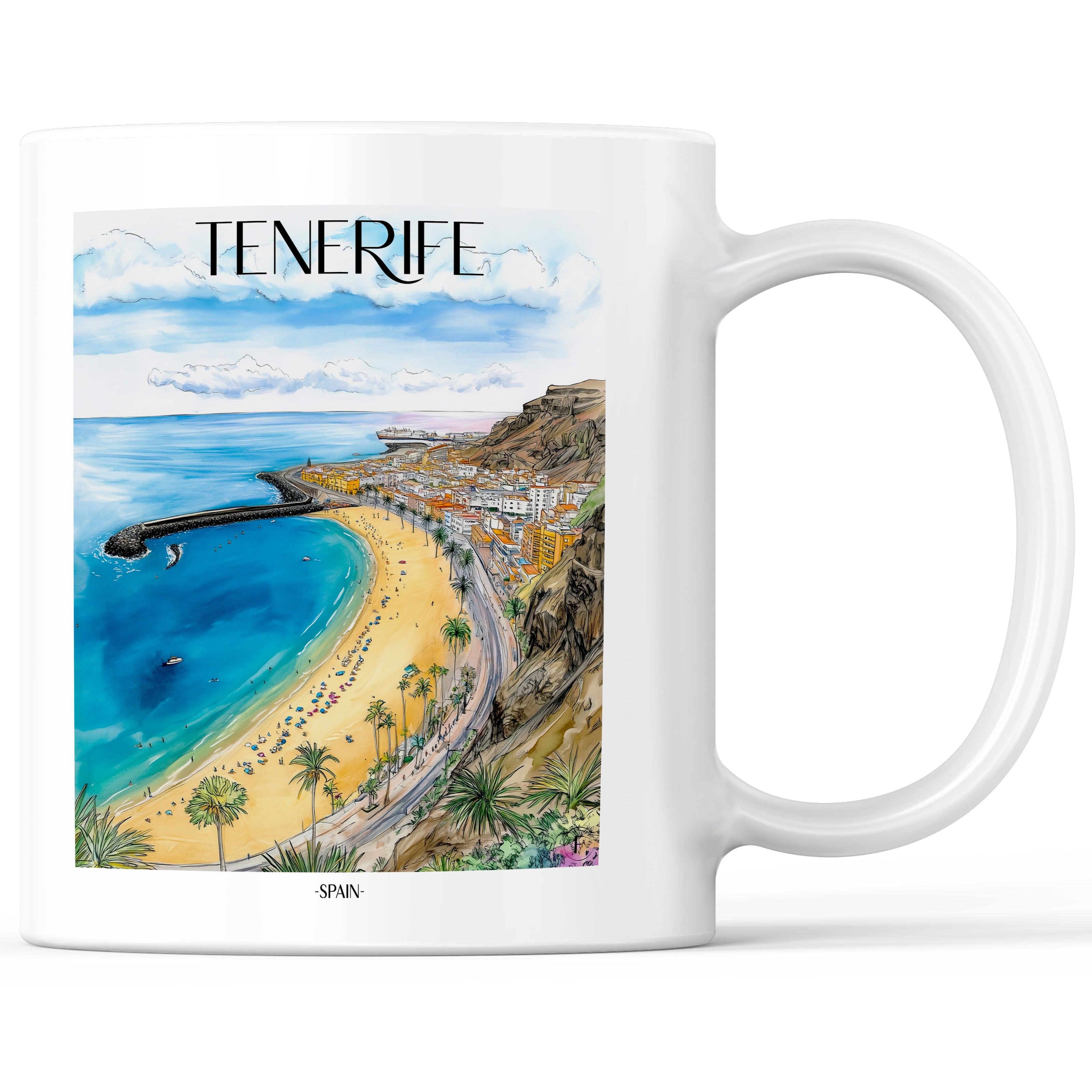 Teneriffa - Spanien Becher - Kaffeetasse im Aquarell Stil - favplace