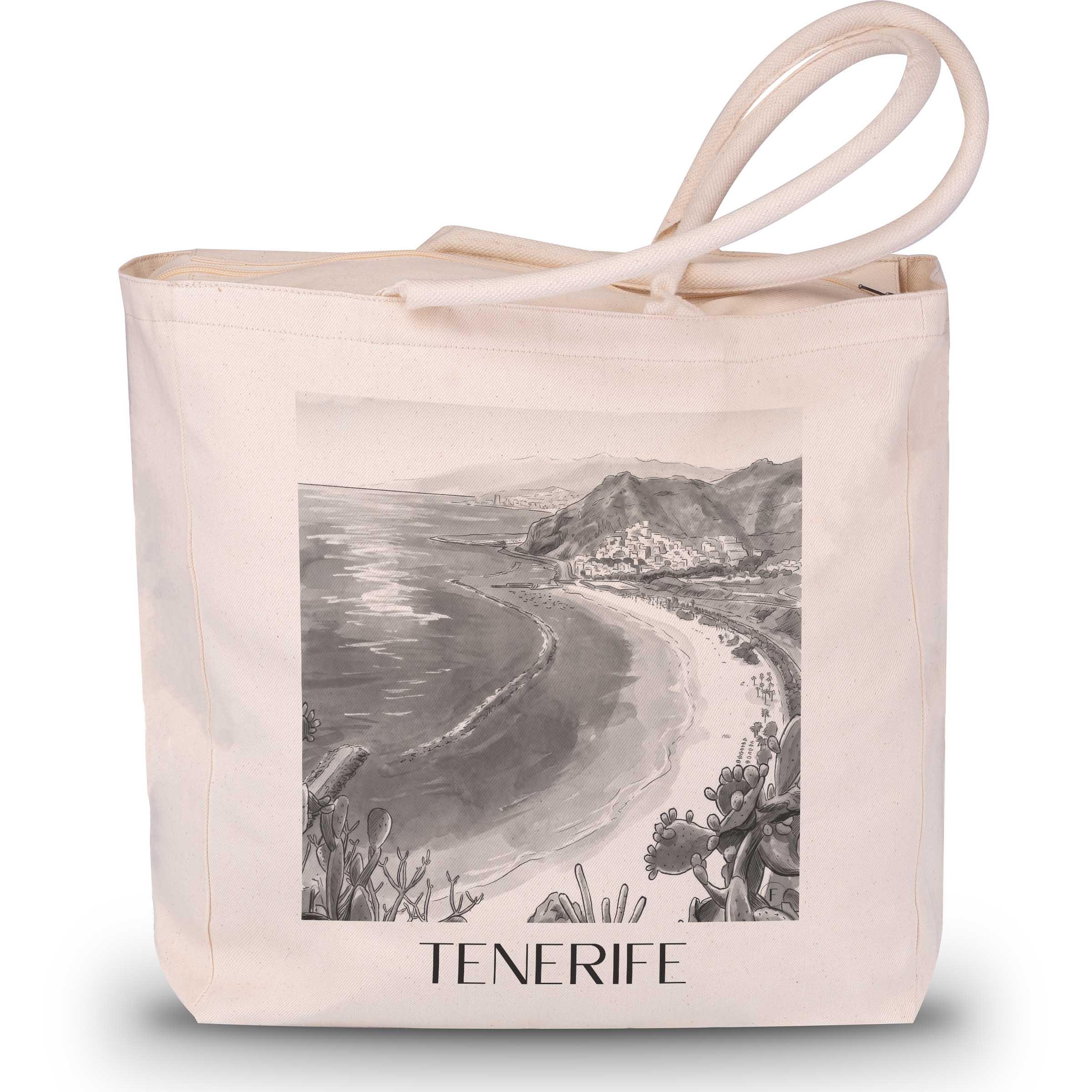 Teneriffa - Spanien Tote Bag - Einkaufstasche im Aquarell Schwarz-Weiß Stil - favplace