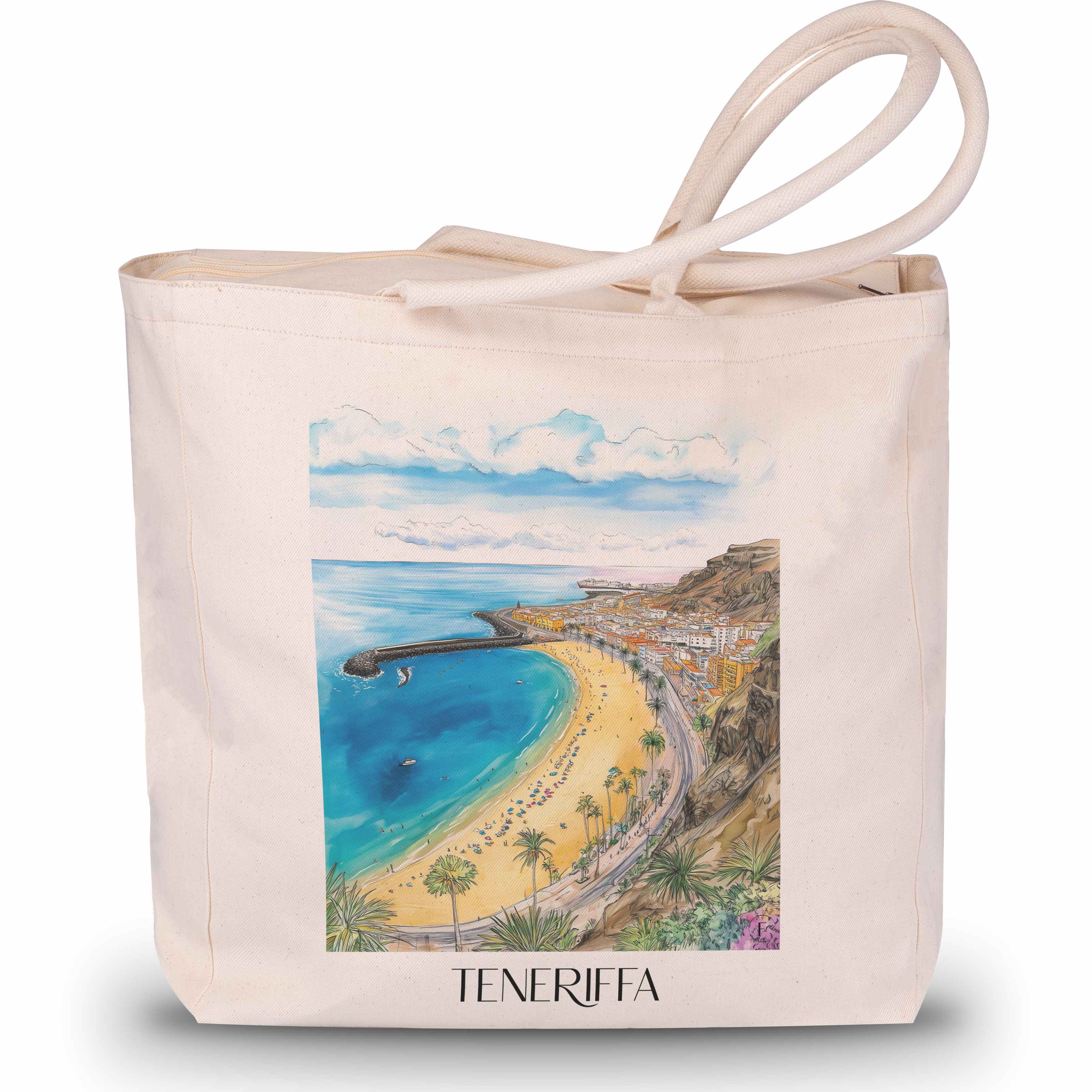 teneriffa-spanien-einkaufstasche-aquarell