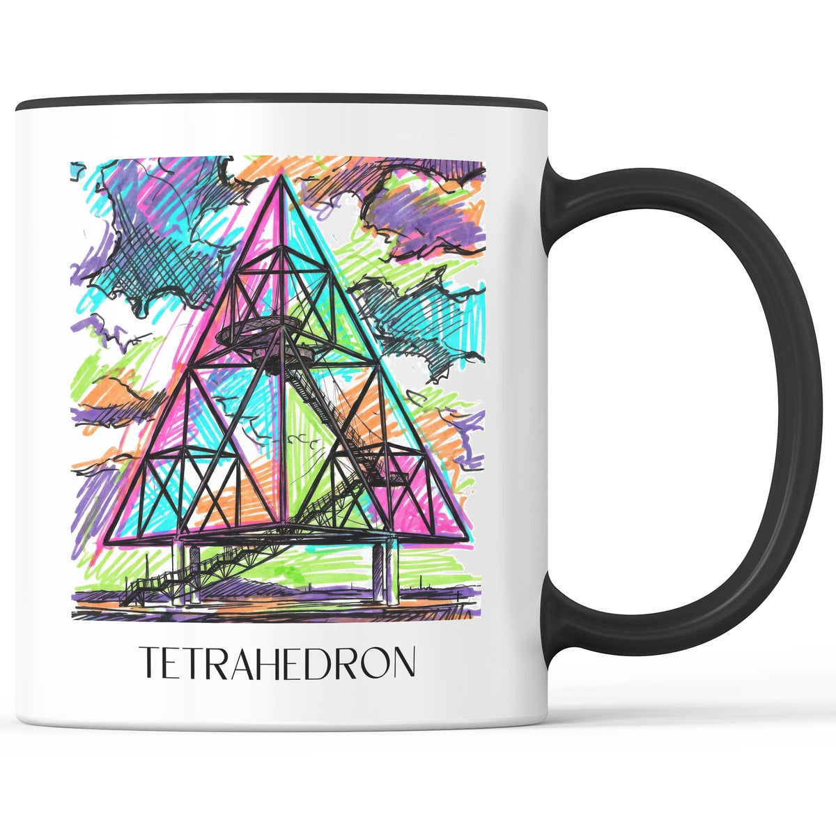 Tetraeder Kaffeebecher - Bottrop - Deutschland Becher - Kaffeetasse im Tag Graffiti Stil - favplace