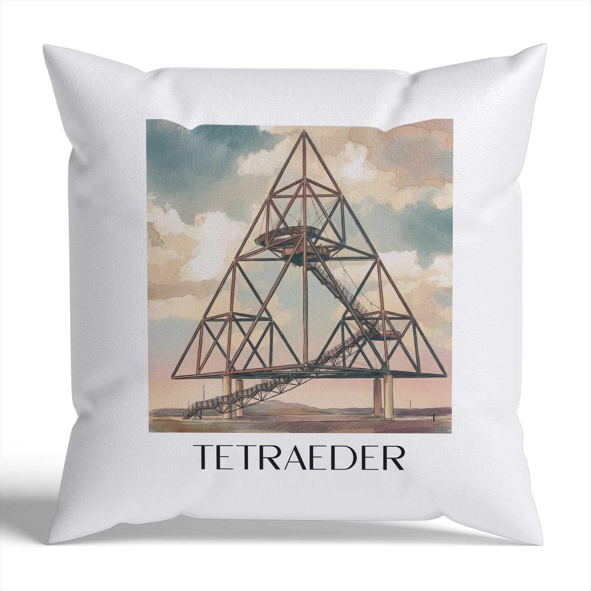 tetraeder-bottrop-deutschland-kissenbezug-aquarell