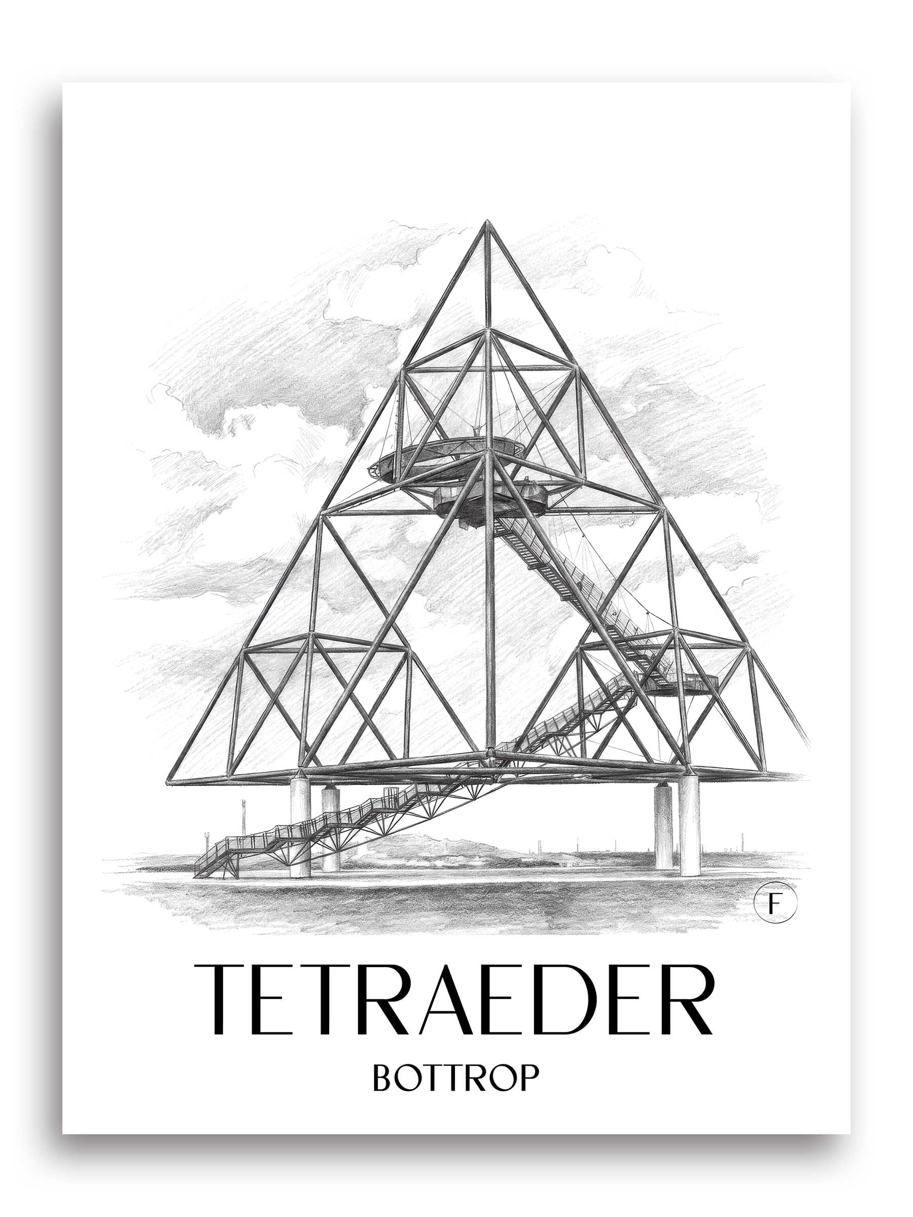 tetraeder-bottrop-deutschland-poster-bleistift-zeichnung-drawing
