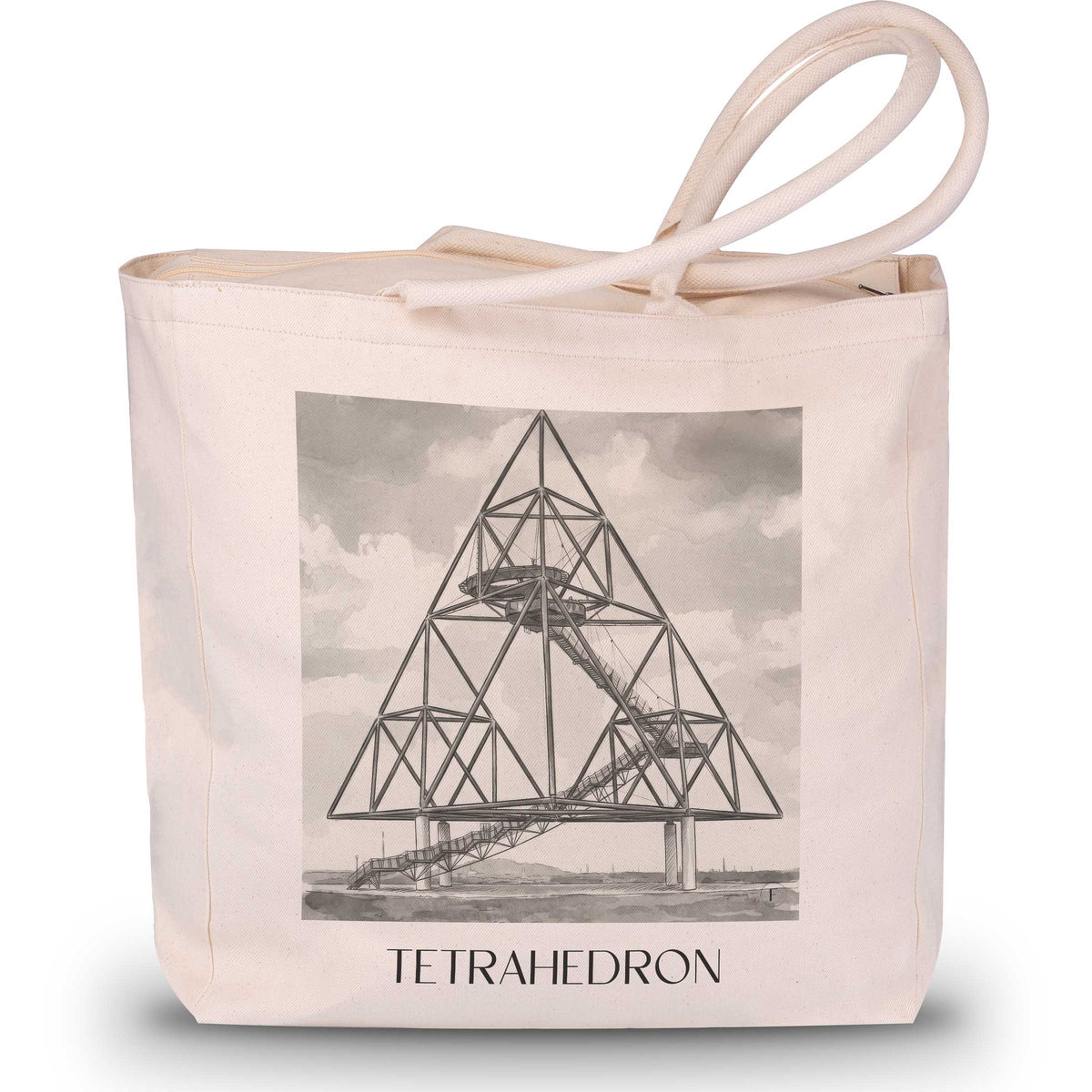 Tetraeder Shopping Tasche - Bottrop - Deutschland Tote Bag - Einkaufstasche im Aquarell Schwarz-Weiß Stil - favplace