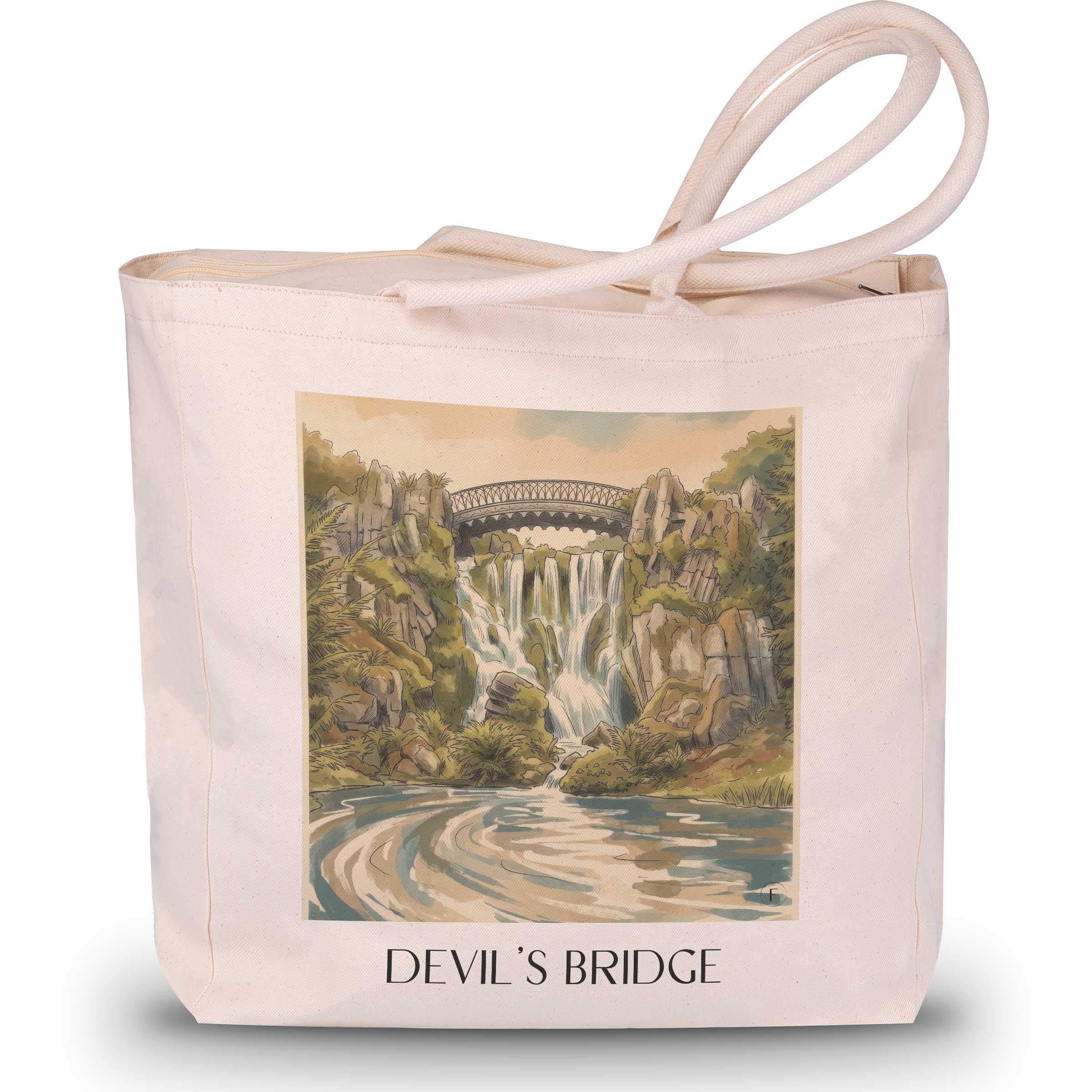 Teufelsbrücke Shopping Tasche - Kassel - Deutschland Tote Bag - Einkaufstasche im Aquarell Stil - favplace