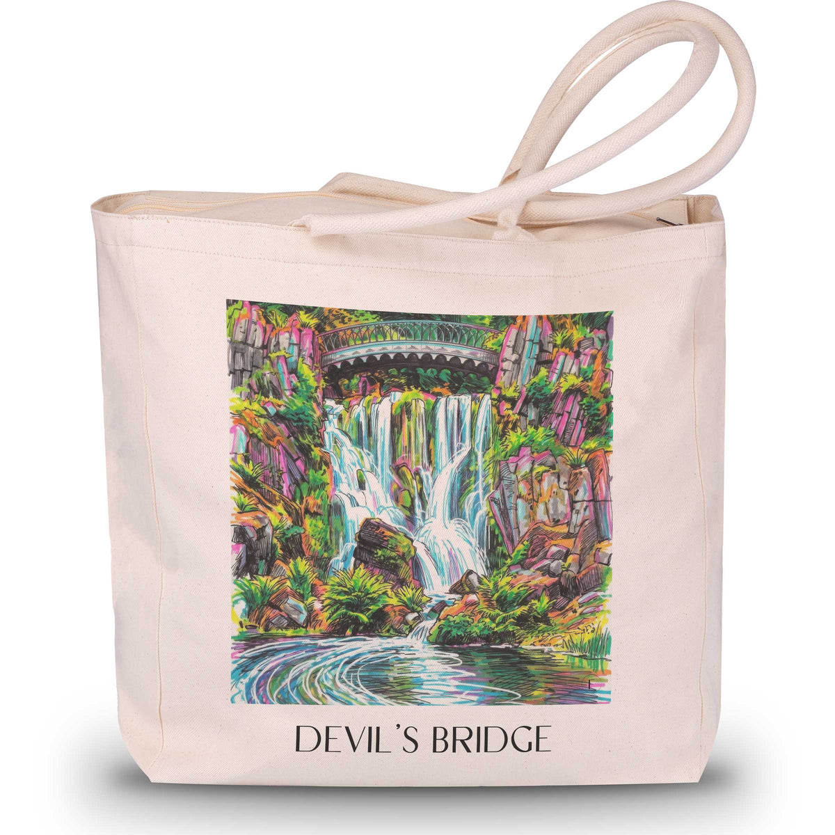 Teufelsbrücke Shopping Tasche - Kassel - Deutschland Tote Bag - Einkaufstasche im Tag Graffiti Stil - favplace