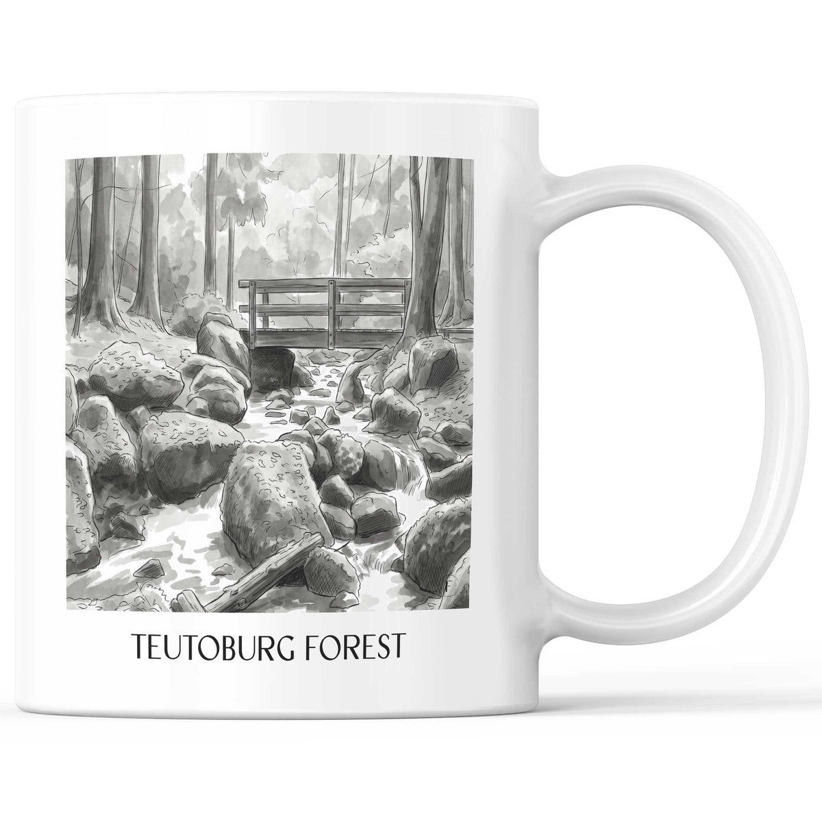 Teutoburger Wald Kaffeebecher - Ostwestfalen - Deutschland Becher - Kaffeetasse im Aquarell Schwarz-Weiß Stil - favplace