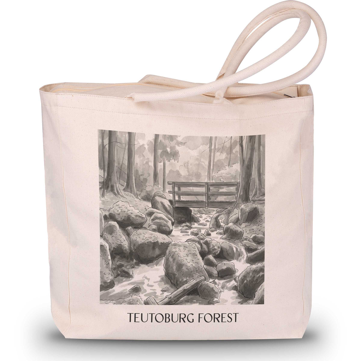 Teutoburger Wald Shopping Tasche - Ostwestfalen - Deutschland Tote Bag - Einkaufstasche im Aquarell Schwarz-Weiß Stil - favplace