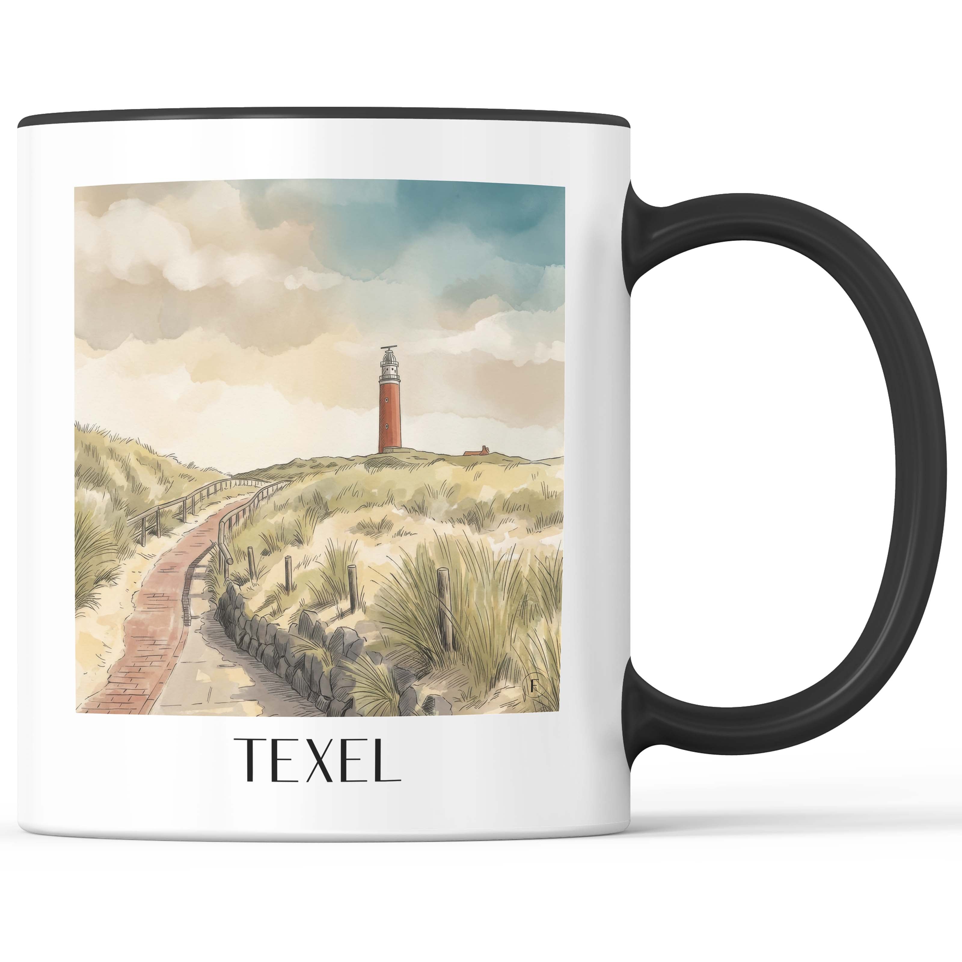 Texel - Niederlande Becher - Kaffeetasse im Aquarell Stil - favplace