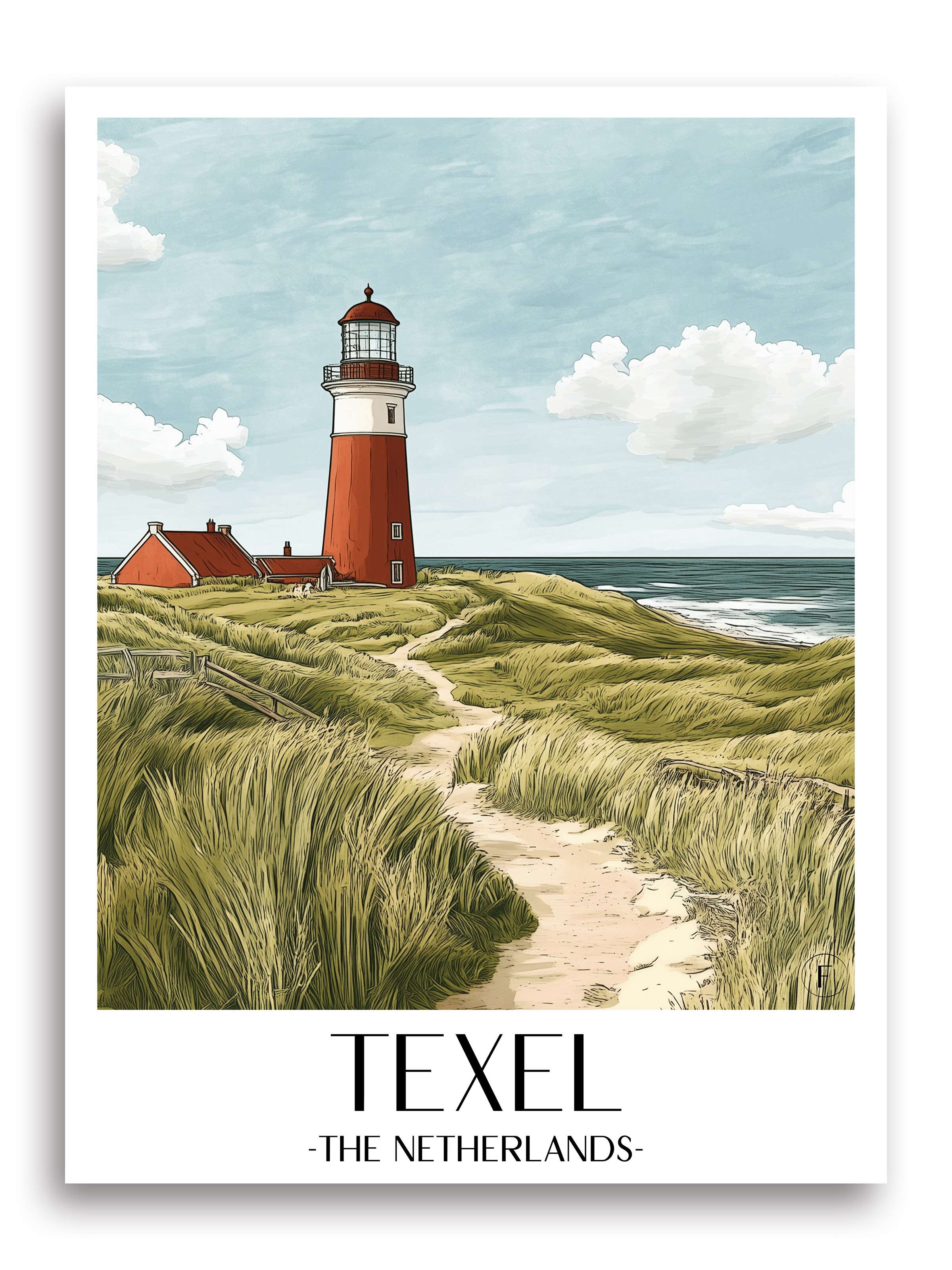 Texel Poster - Niederlande Kunstdruck - Aquarell von A4 bis A1 - favplace