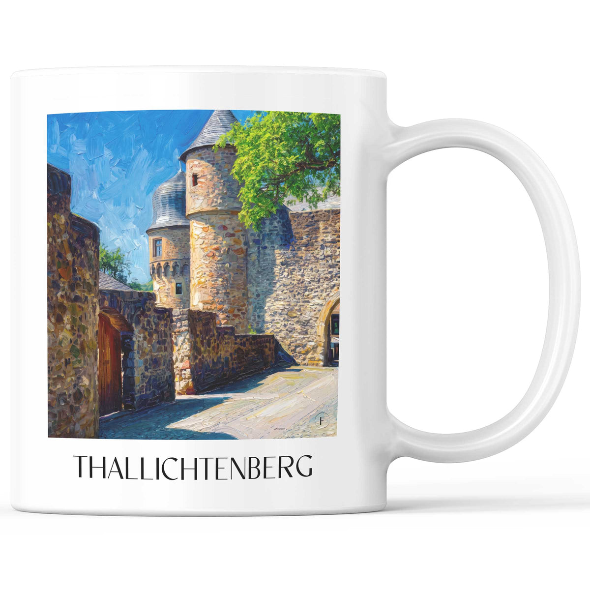 Thallichtenberg Kaffeebecher - Pfälzer Bergland - Deutschland Becher - Kaffeetasse im Ölgemälde Stil - favplace