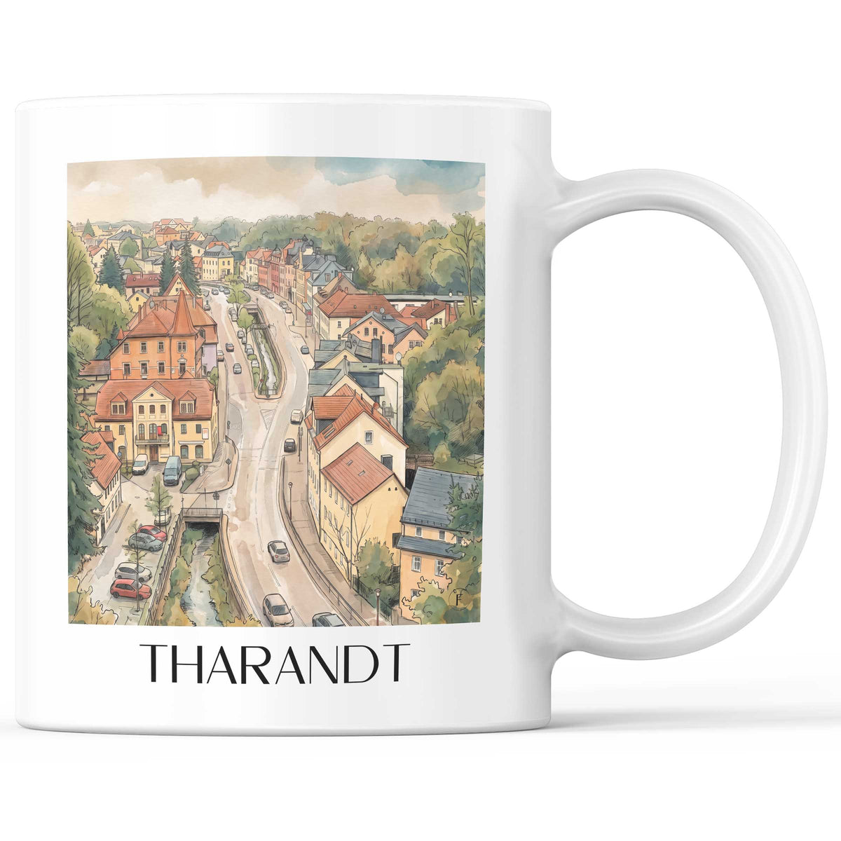 Tharandt Kaffeebecher - Erzgebirgsvorland - Deutschland Becher - Kaffeetasse im Aquarell Stil - favplace