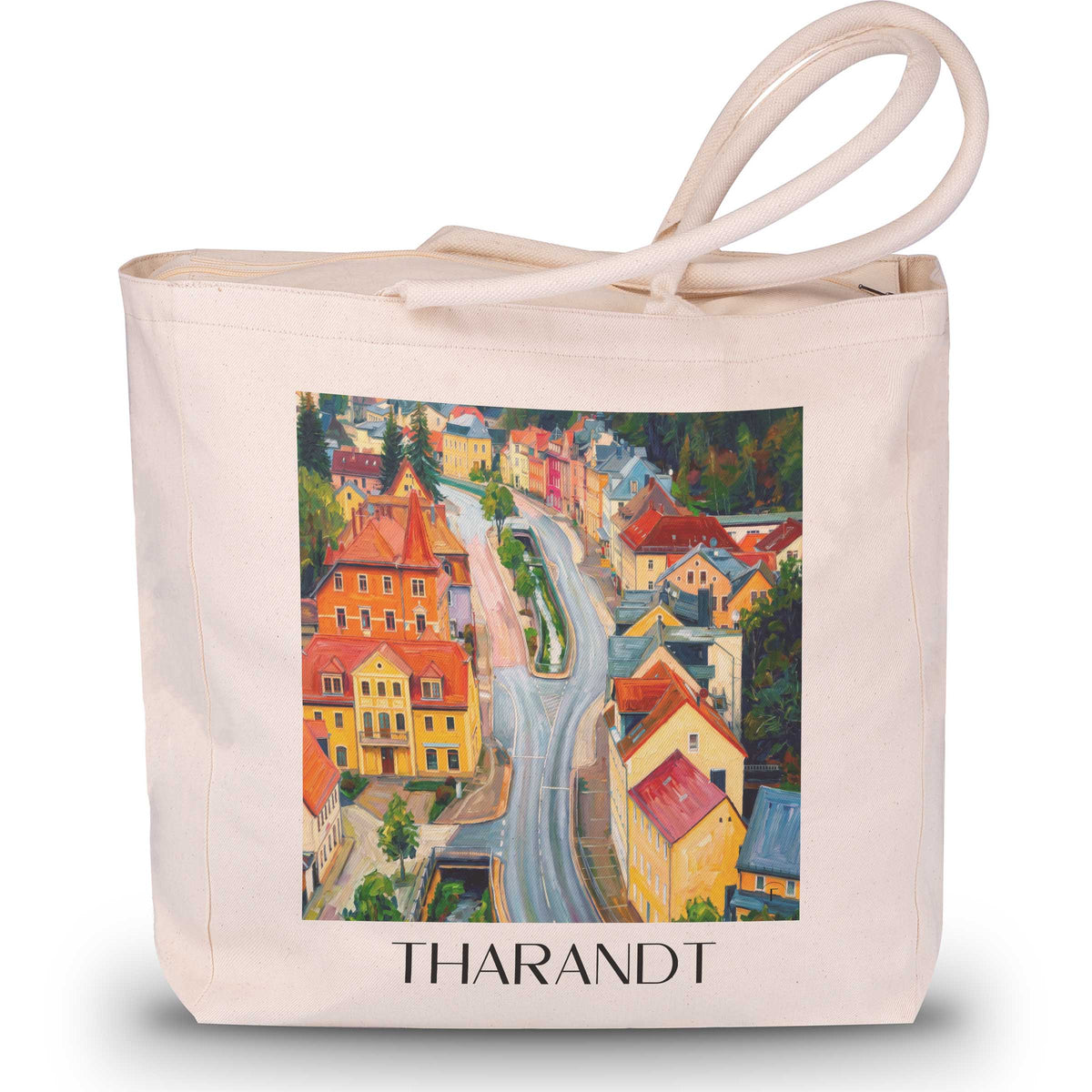 Tharandt Shopping Tasche - Erzgebirgsvorland - Deutschland Tote Bag - Einkaufstasche im Ölgemälde Stil - favplace
