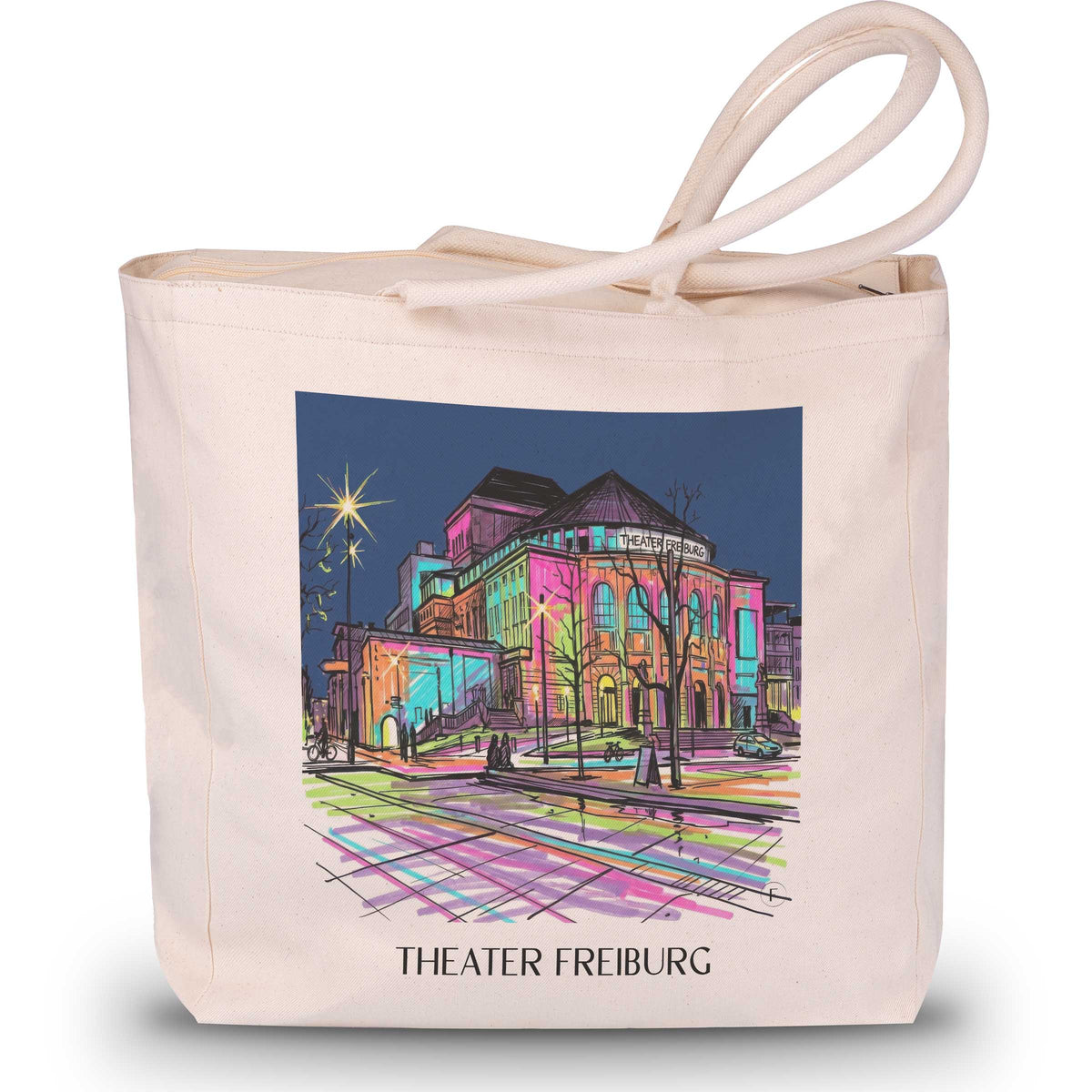 Theater Shopping Tasche - Freiburg - Deutschland Tote Bag - Einkaufstasche im Tag Graffiti Stil - favplace