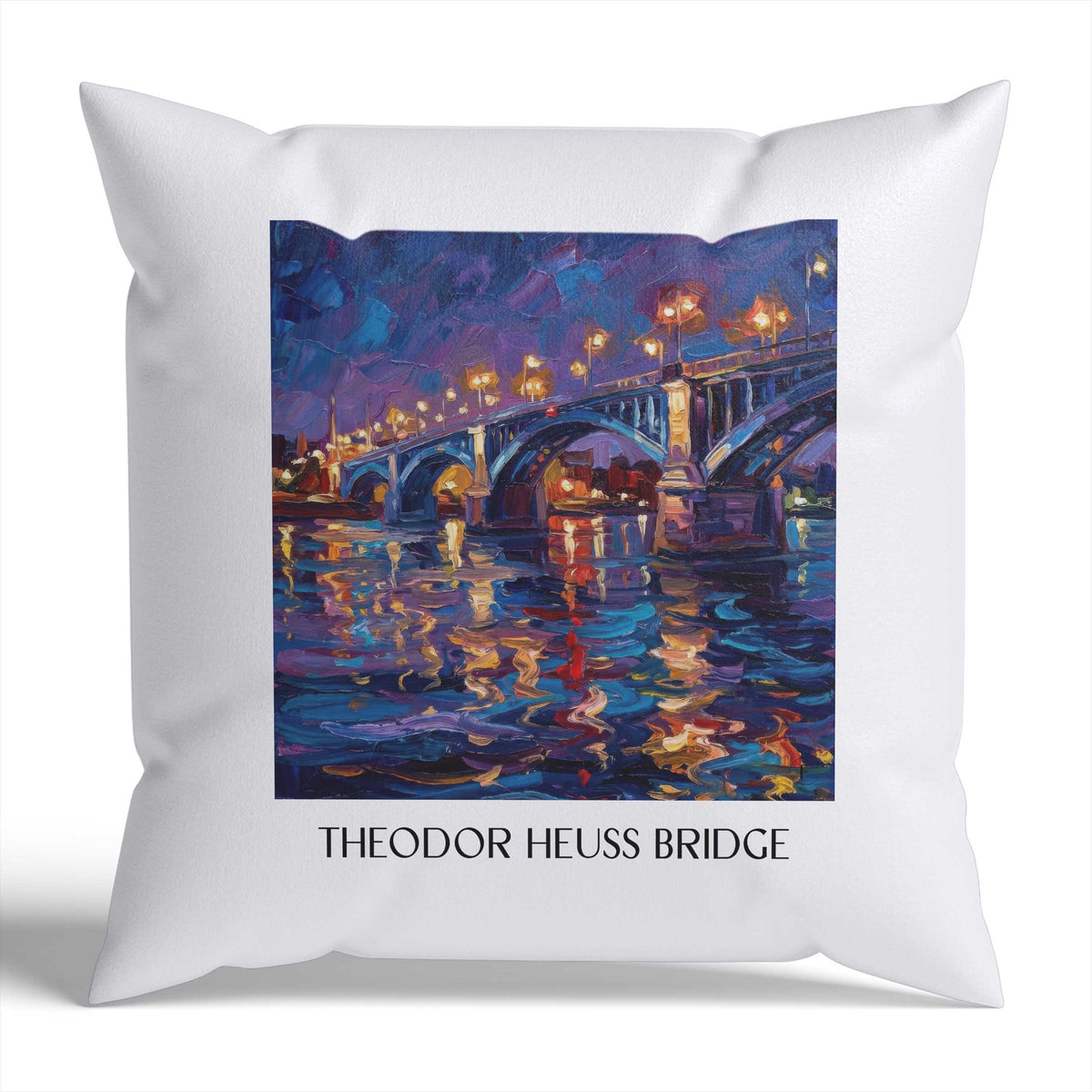 Theodor-Heuss-Brücke Kissenhülle - Zierkissen Bezug - Mainz - Deutschland Kissen bzw. Kissenbezug im Ölgemälde Stil - favplace