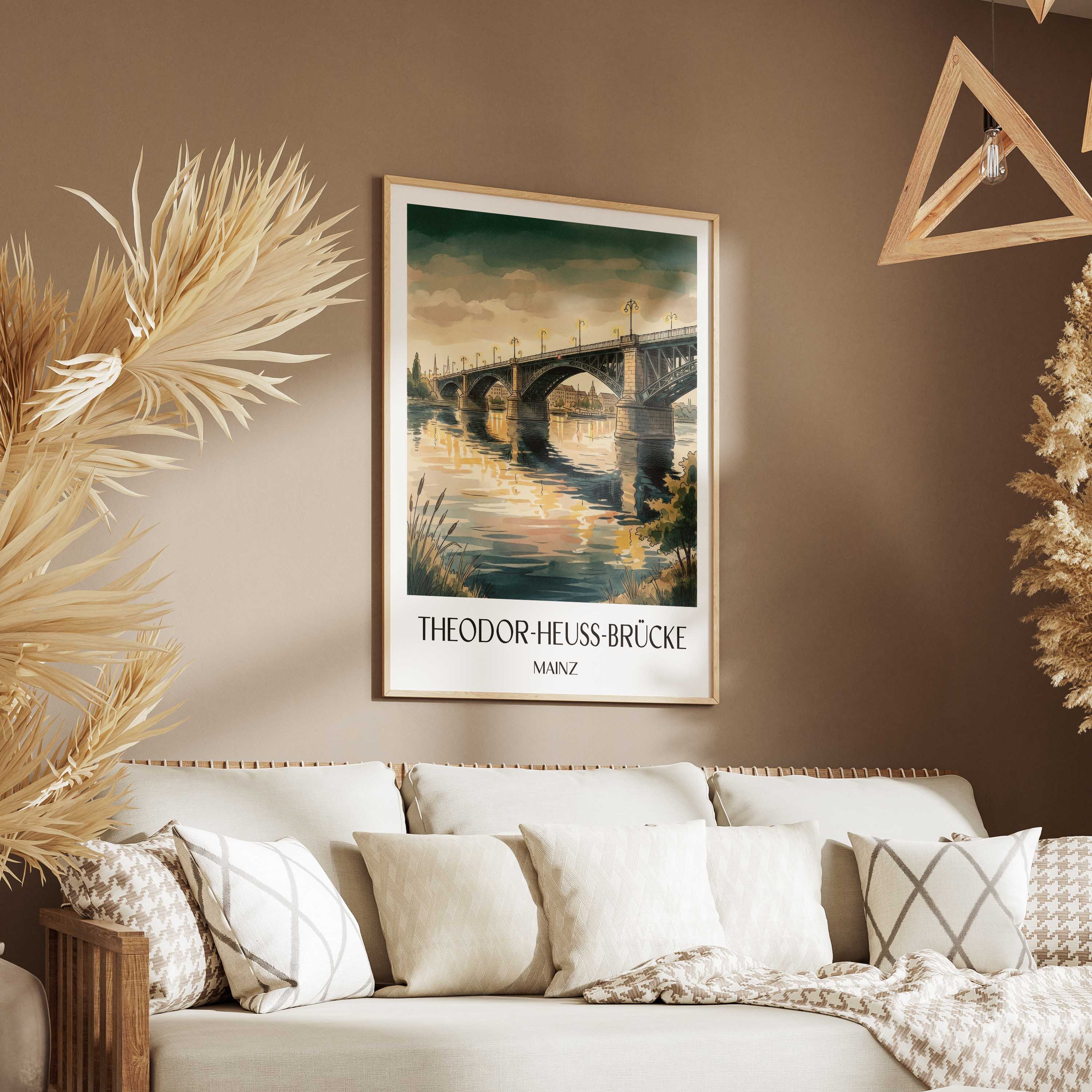 theodor-heuss-brücke-mainz-deutschland-poster-aquarell