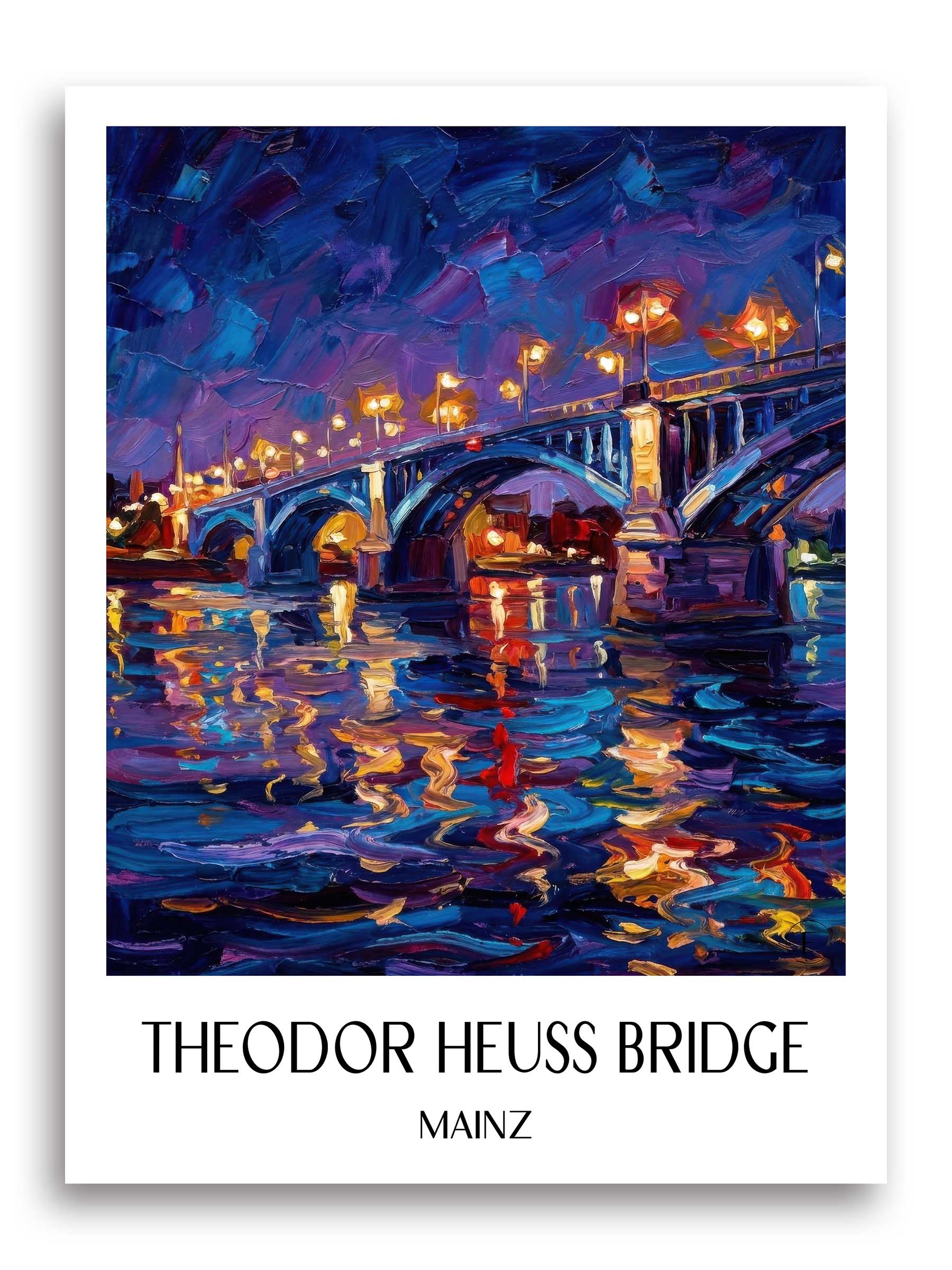 Theodor-Heuss-Brücke Poster - Mainz - Deutschland Kunstdruck - Ölgemälde von A4 bis A1 - favplace
