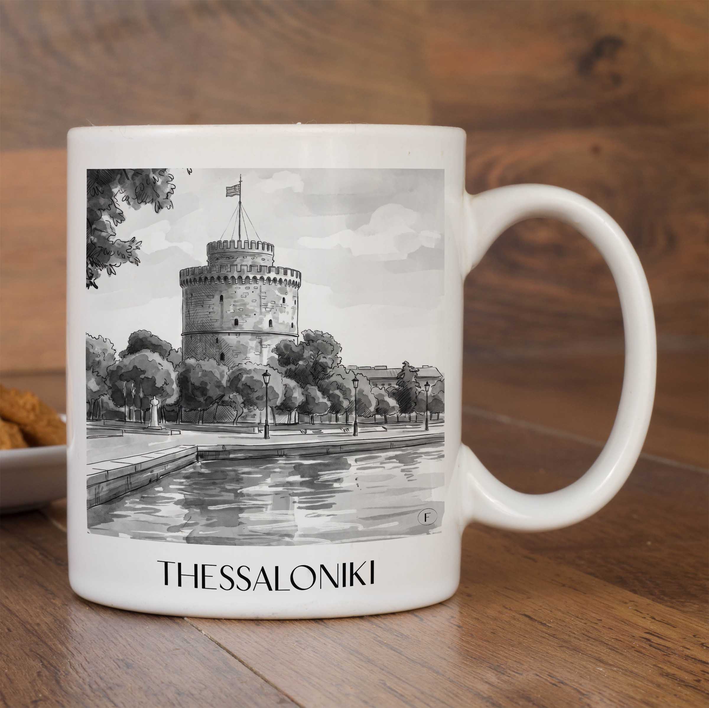 thessaloniki-griechenland-kaffeebecher-aquarell-schwarz-weiss
