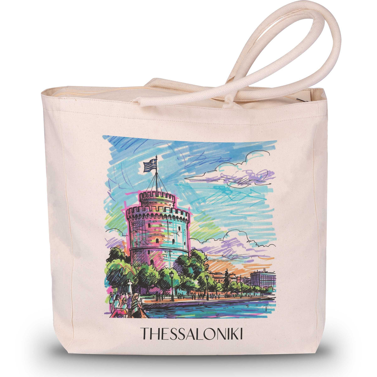 Thessaloniki - Griechenland Tote Bag - Einkaufstasche im Tag Graffiti Stil - favplace
